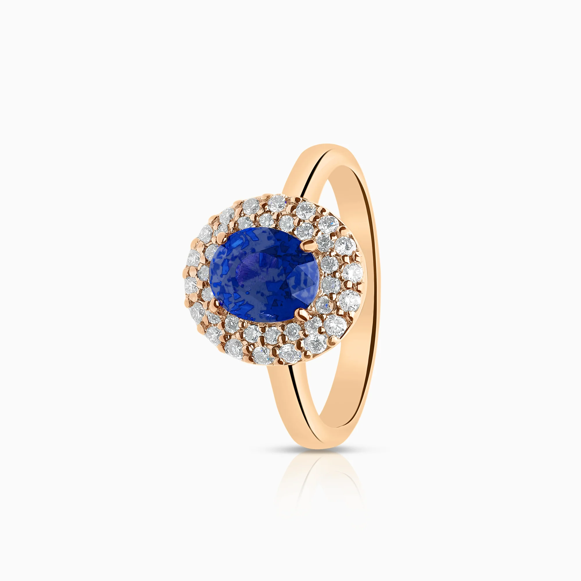 Gemstone ring with sapphire 3.89g 18K rose gold