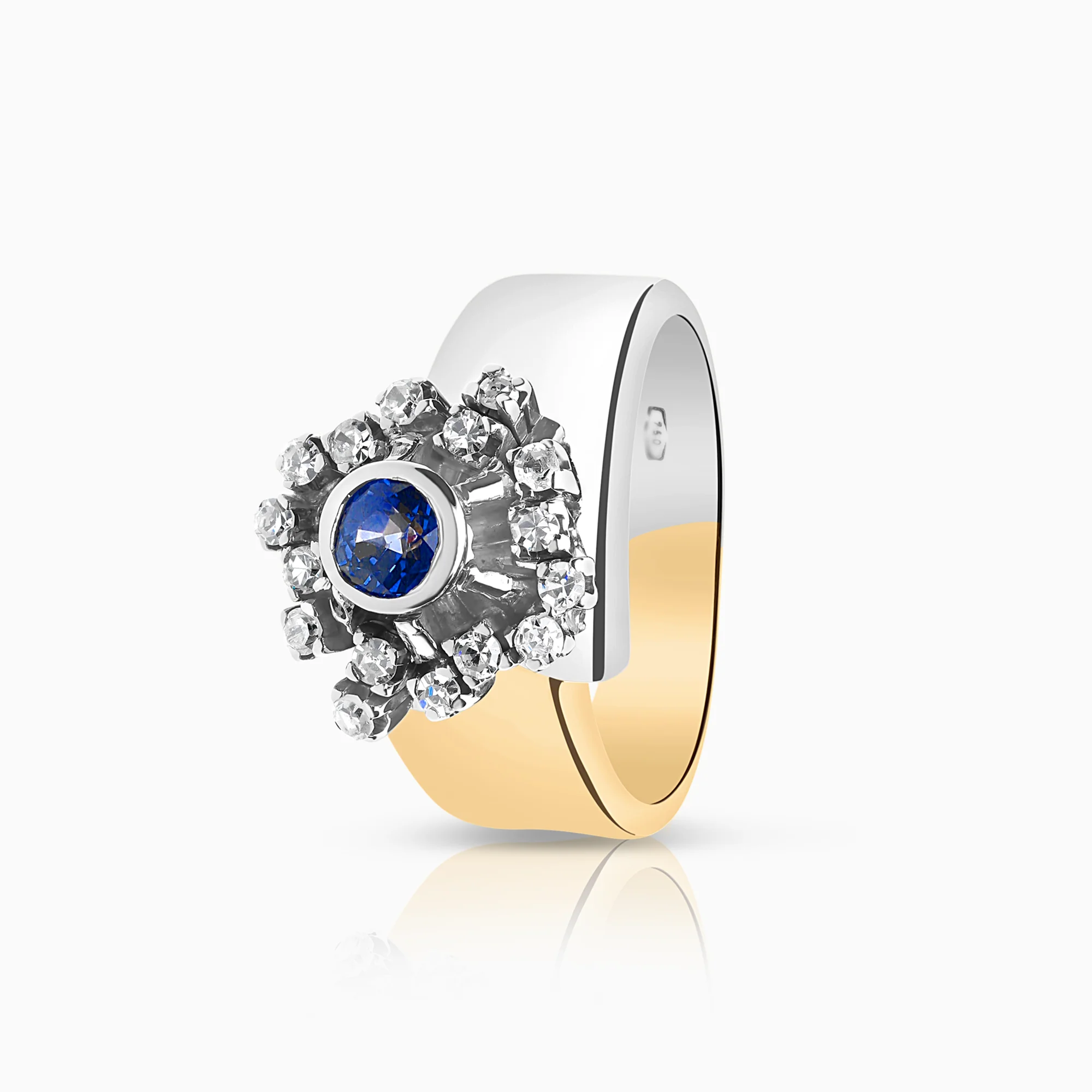 Gemstone ring sapphire 8.88g 18K gold