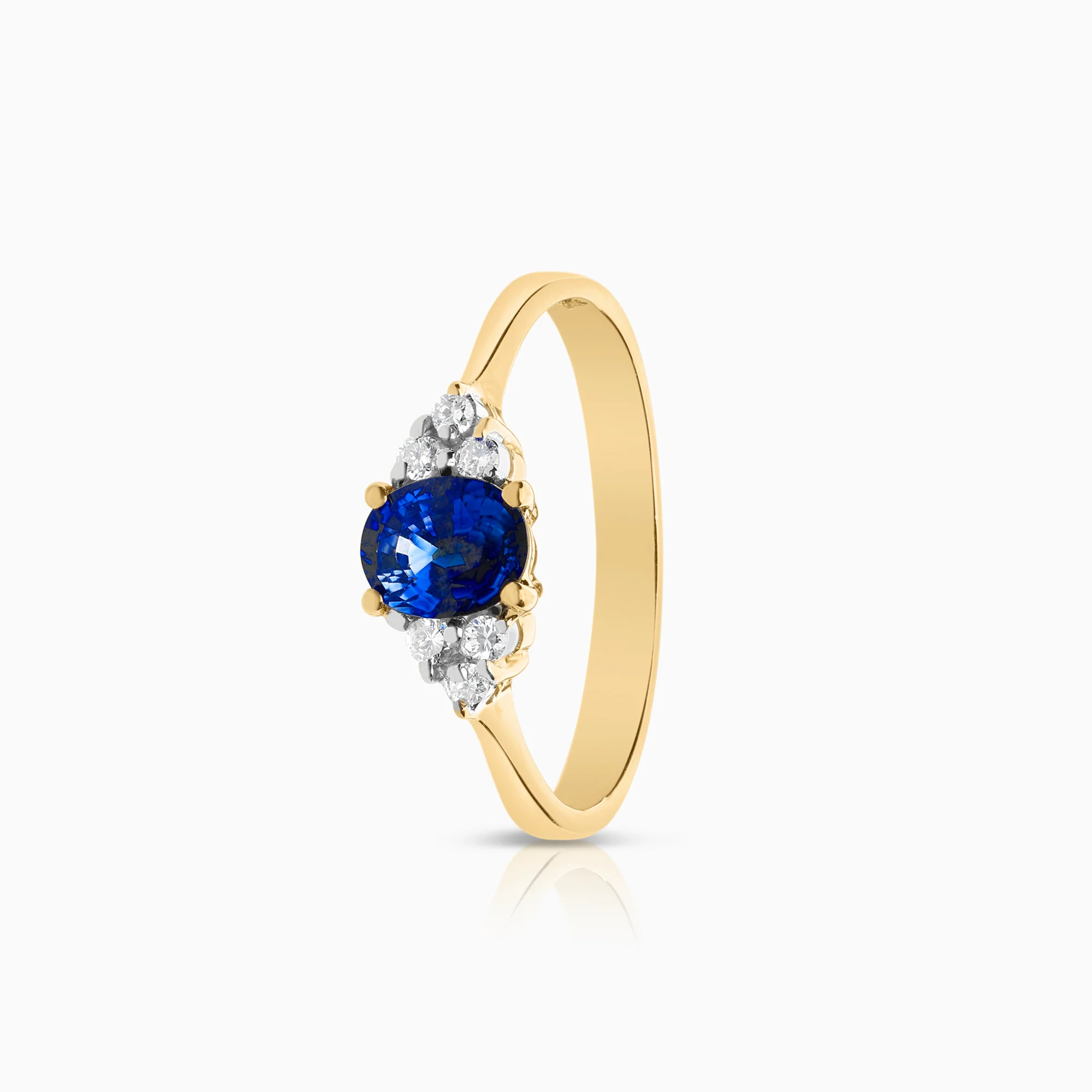 Gemstone ring sapphire and diamonds 0.09ct 18K gold