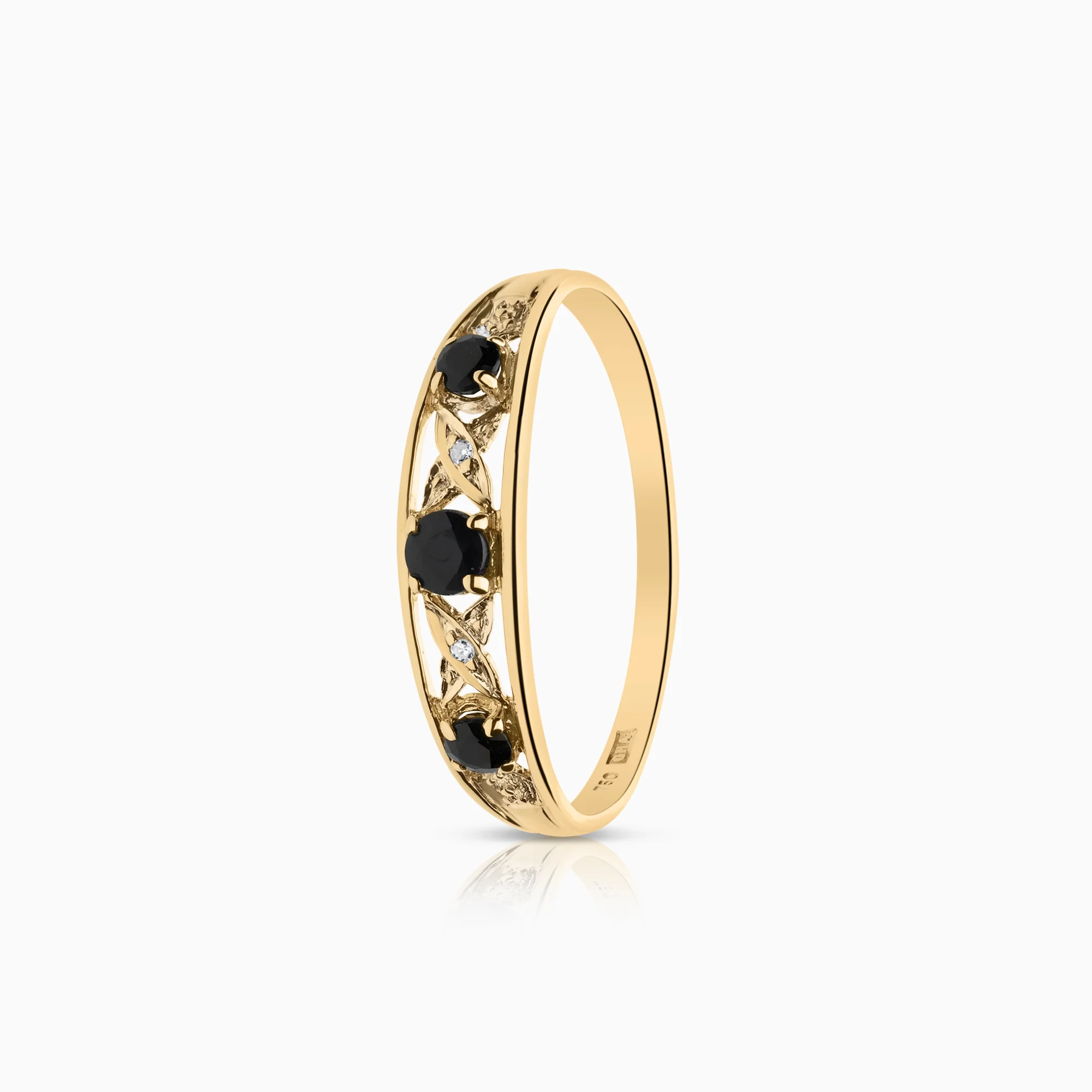 Gemstone ring with sapphires 1.52g 18K gold