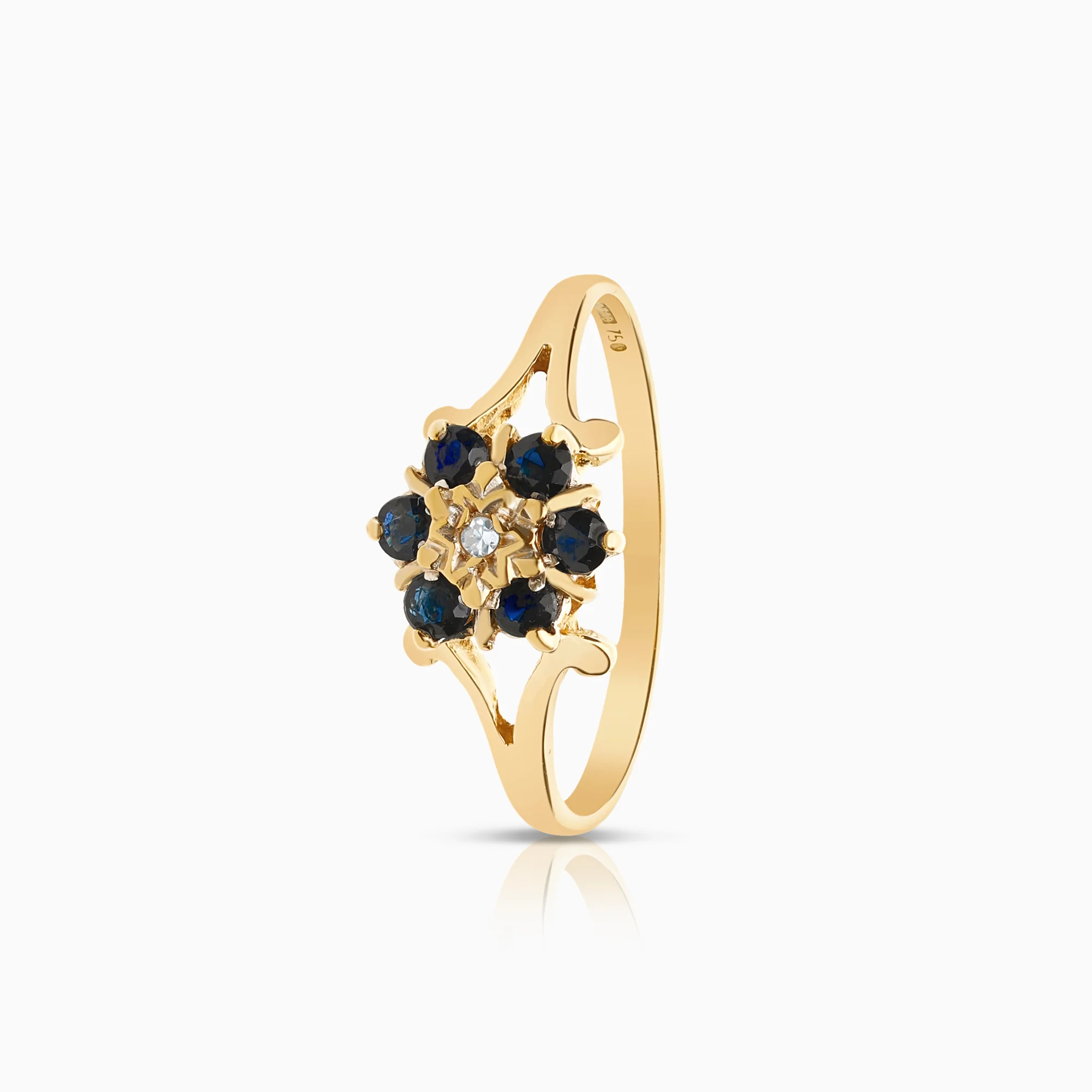Gemstone ring sapphires 1.56g 18K gold
