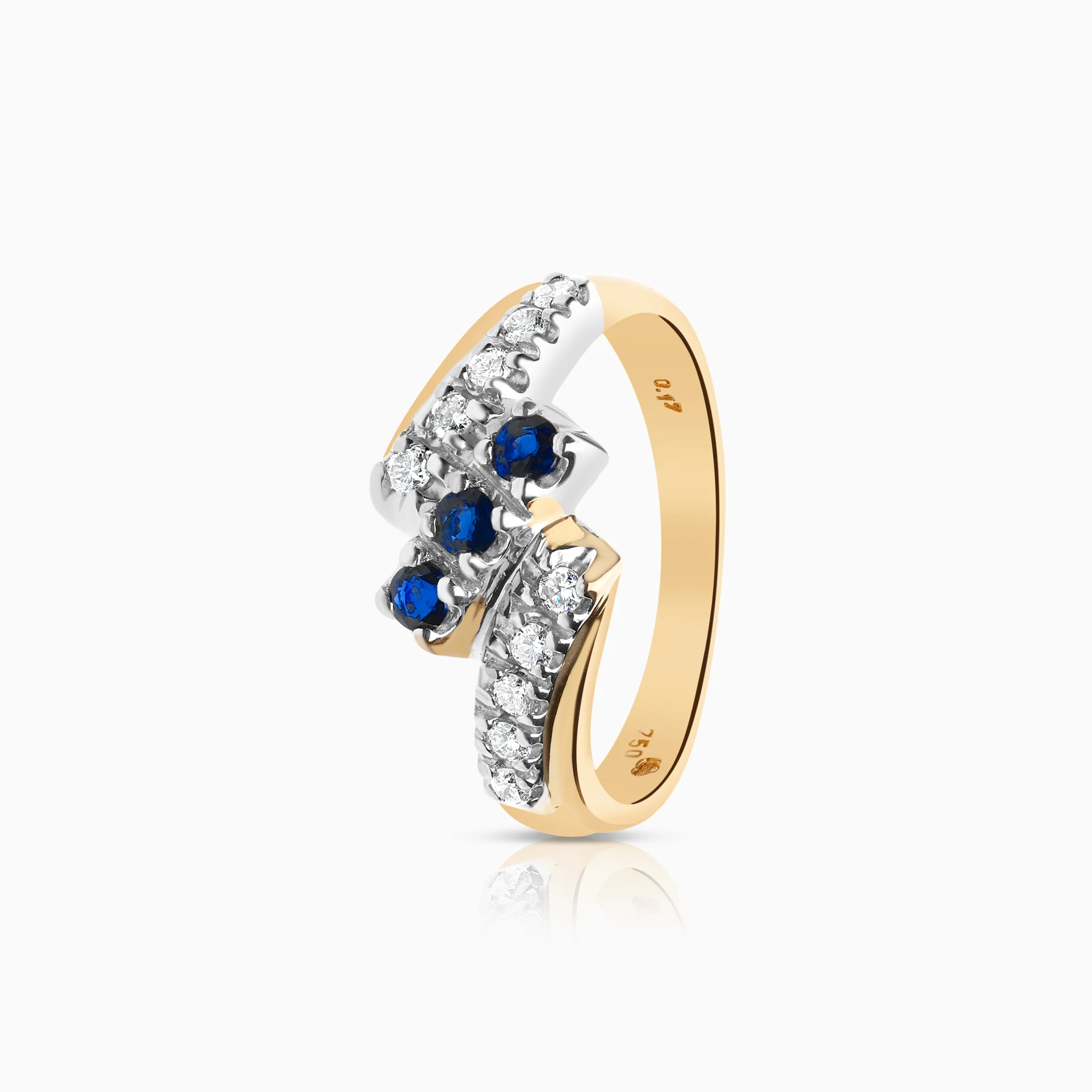 Gemstone ring sapphires 3.41g 18K gold