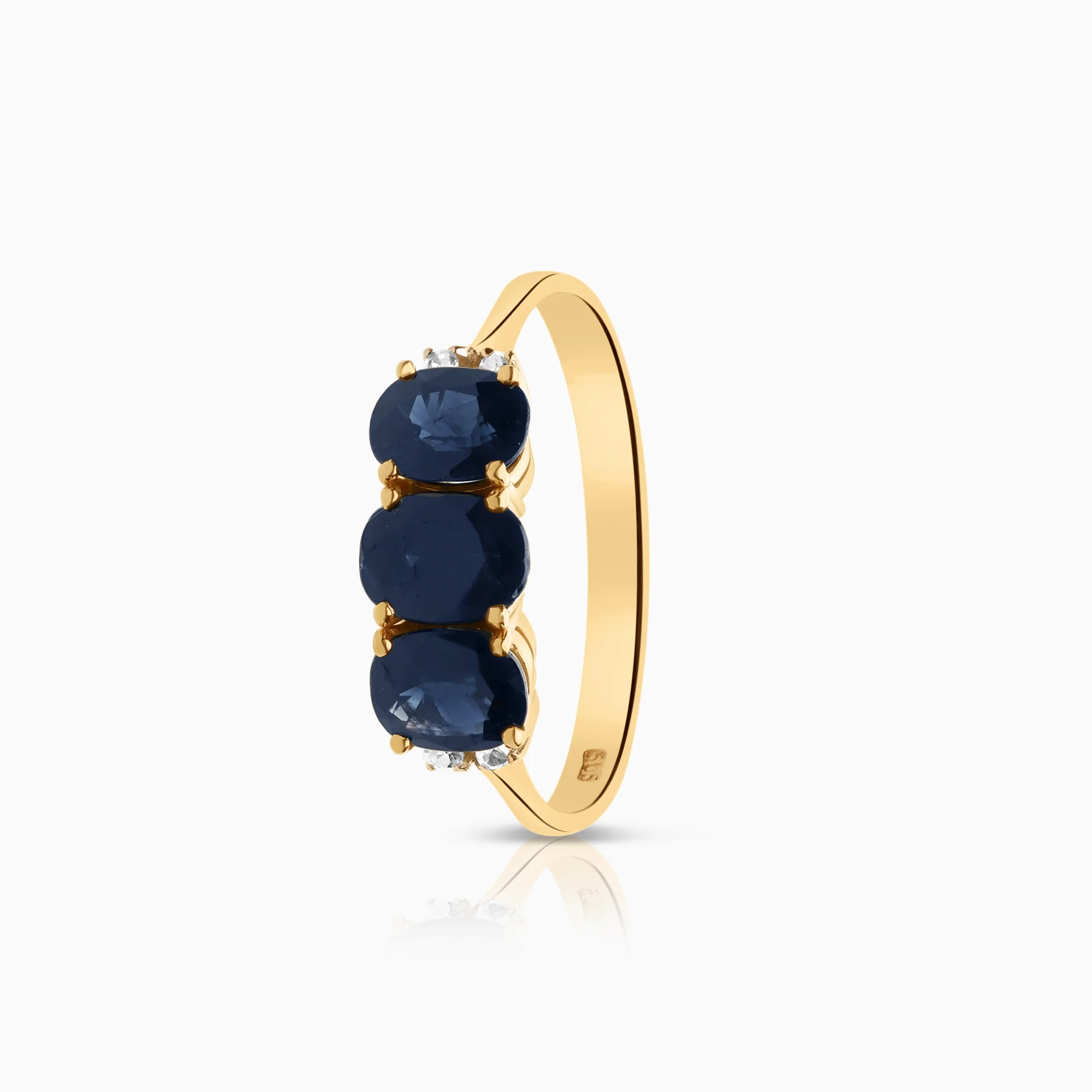 Gemstone ring sapphires and diamonds 0.04ct 14K gold