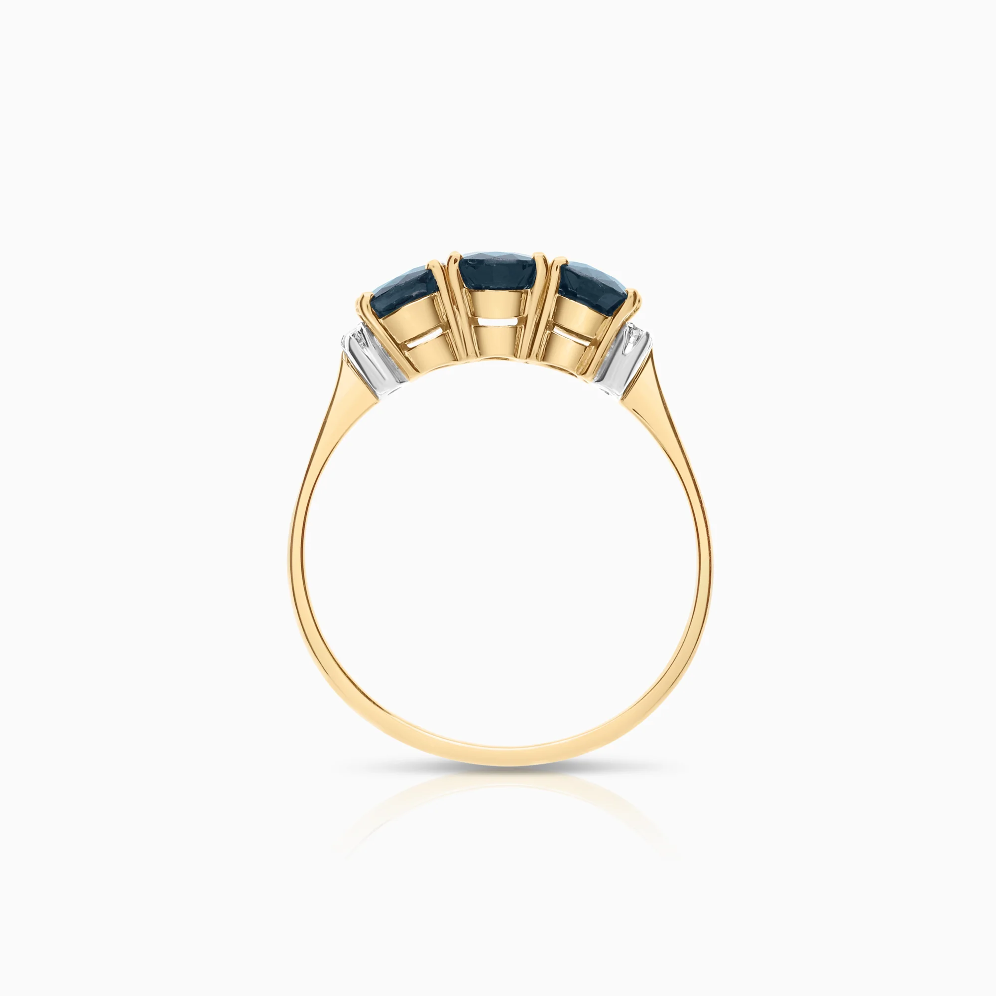 Gemstone ring sapphires and diamonds 0.04ct 14K gold - Image 2