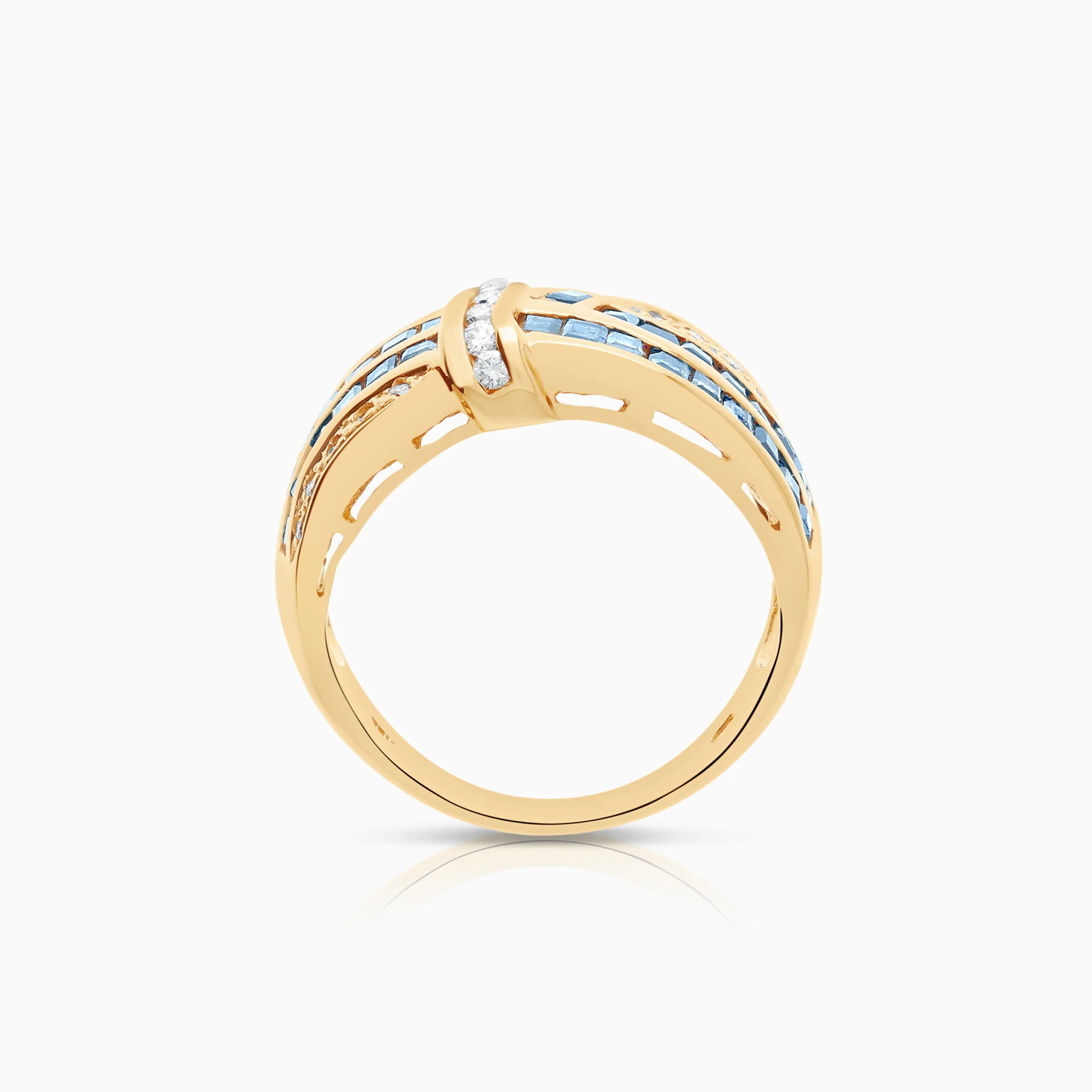 Gemstone ring sapphires and diamonds 6.90g 18K gold - Image 2