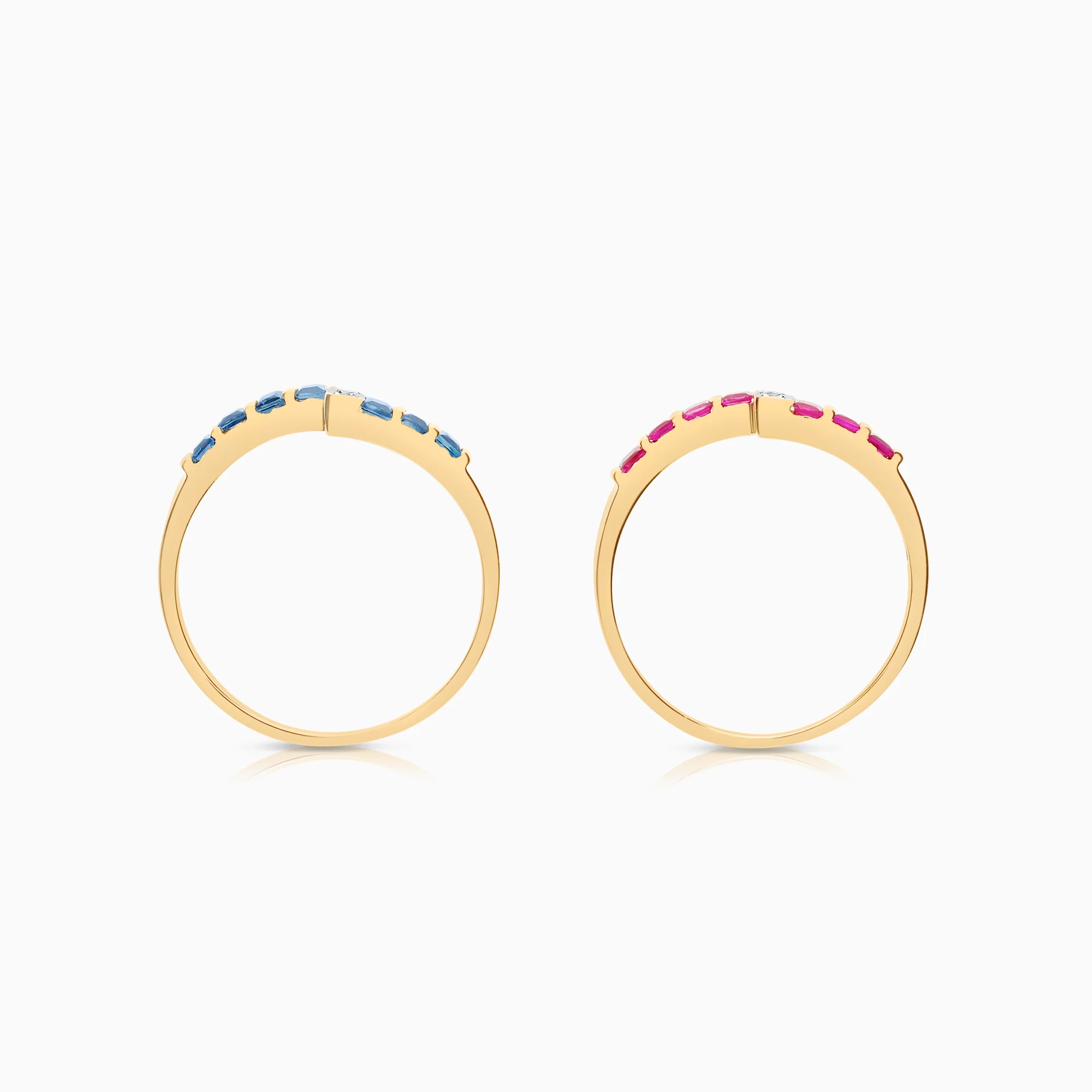 Gemstone ring sapphires and rubies 3.43g 18K gold - Image 2