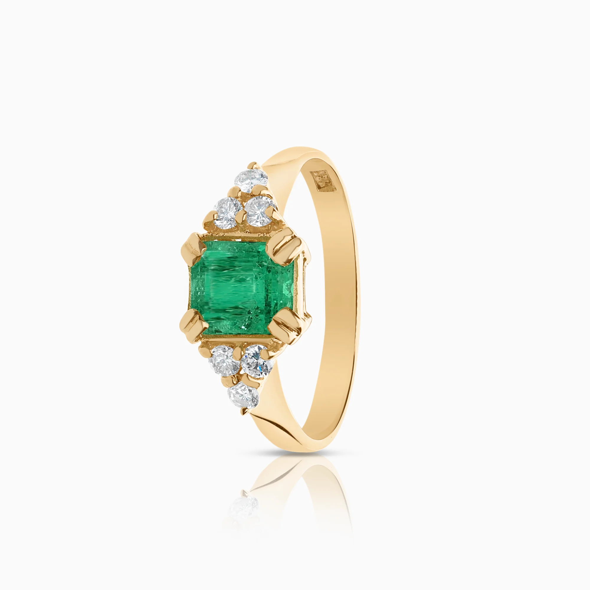 Gemstone ring emerald 0.19ct 18K gold