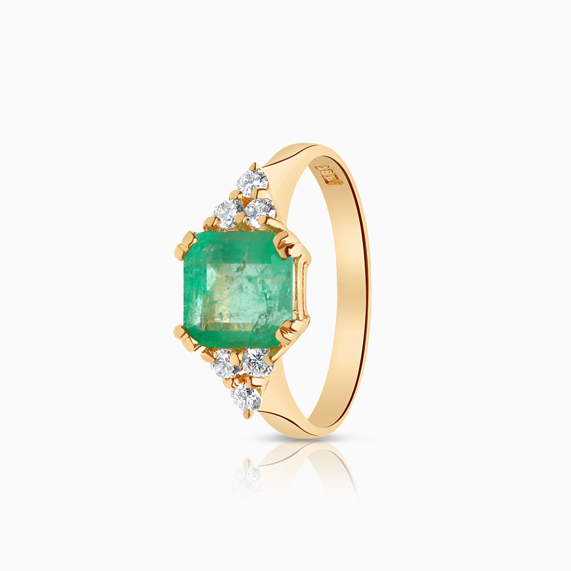 Emerald gemstone ring 0.20 ct 18K gold