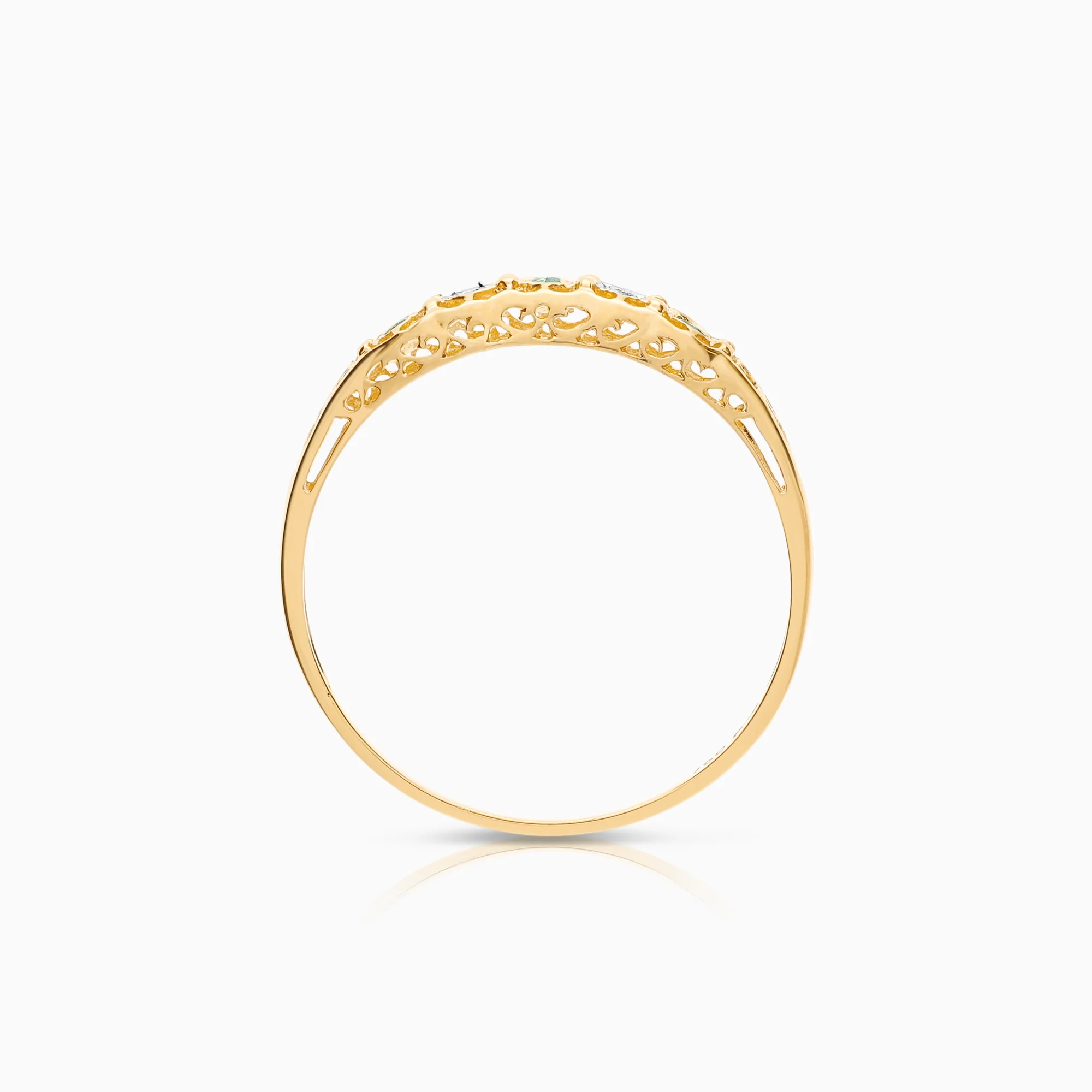 Gemstone ring emerald and diamond 0.01ct 18K gold - Image 2