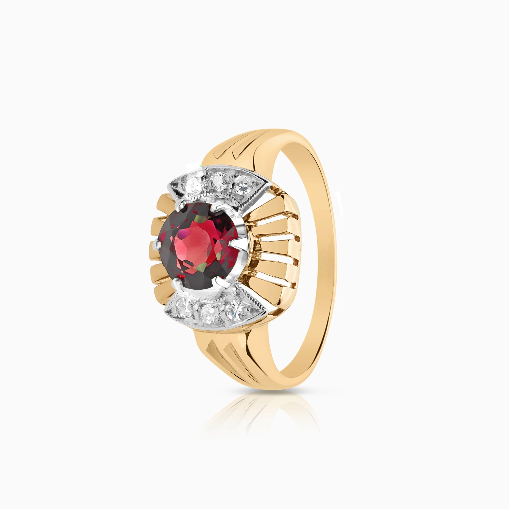 Gemstone ring synthetic ruby 4.82g 14K gold