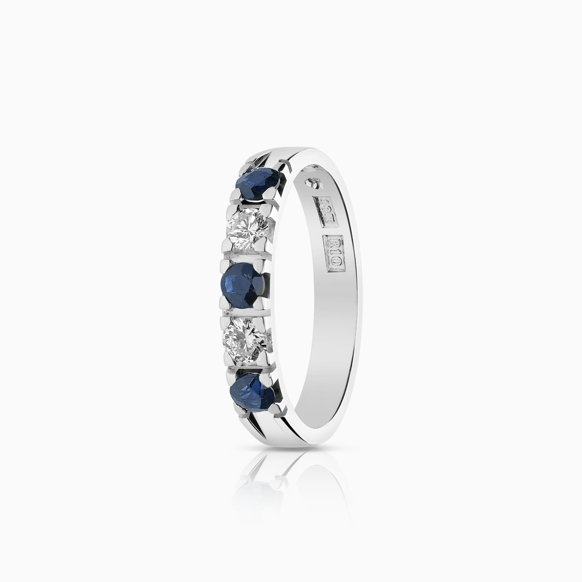 Eternity Ring with diamonds and sapphires 0.16ct 18K white gold