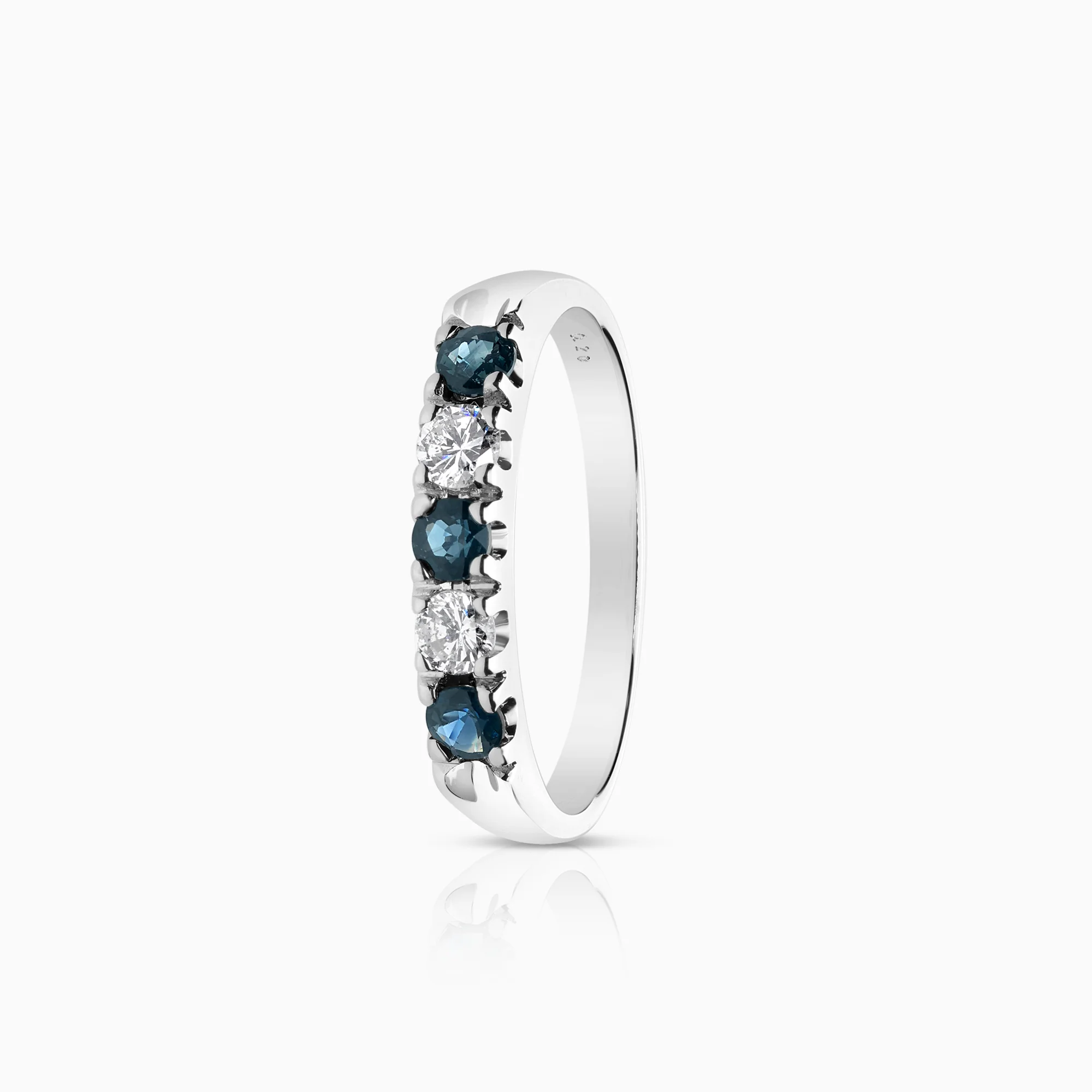 Eternity Ring with diamonds and sapphires 0.20ct 18K white gold