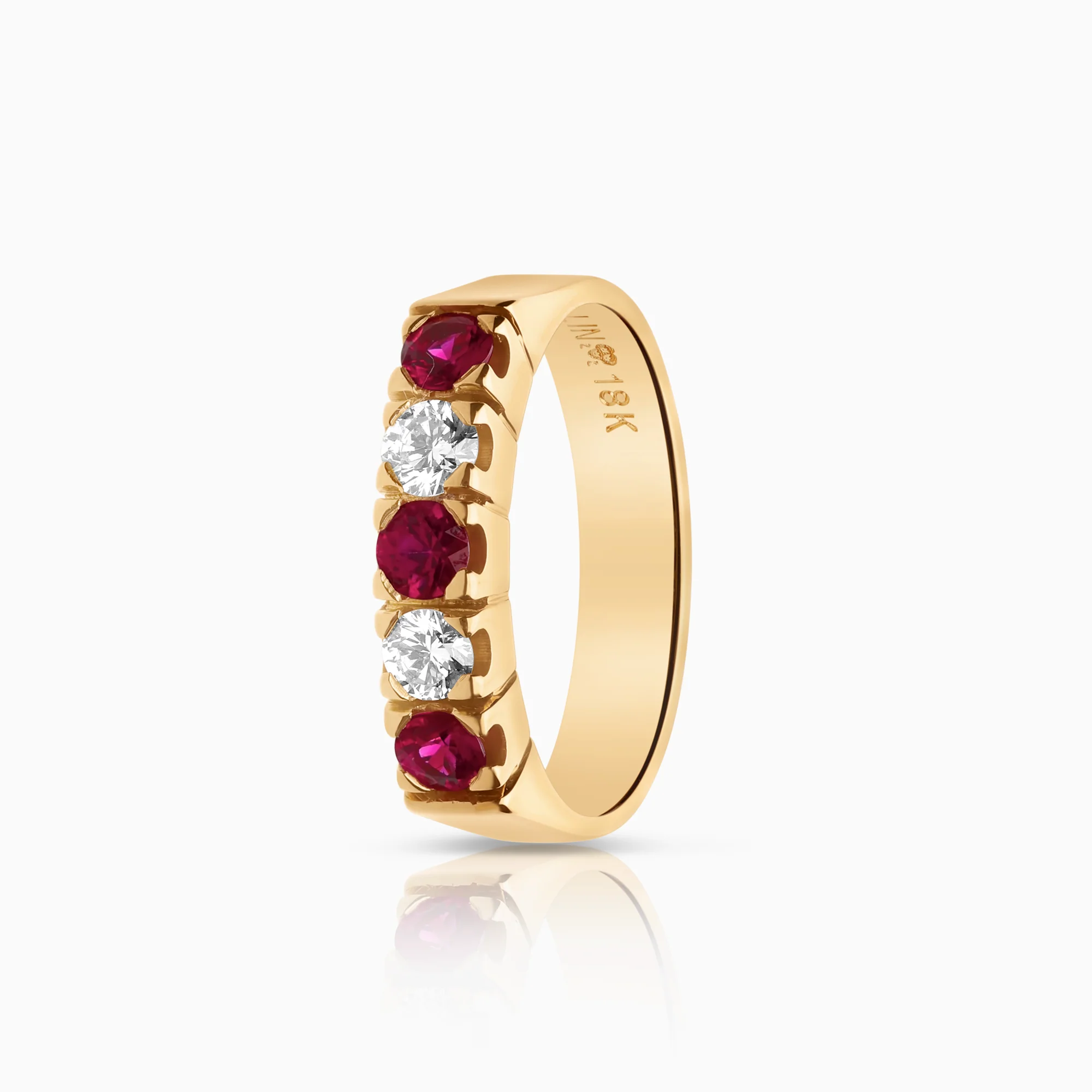 Eternity Ring diamonds and rubies 0.20ct 18K gold