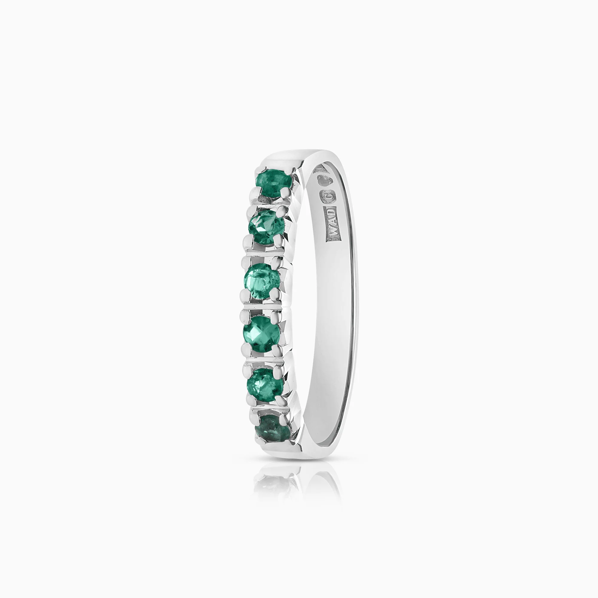 Eternity Ring with green emeralds 3.19g 18K white gold