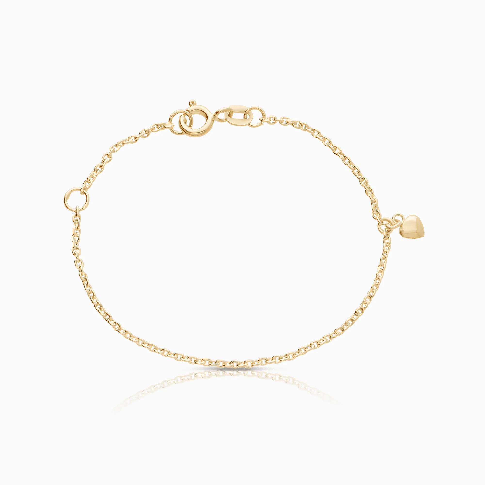 Cable bracelet with heart charm 1.45g 18K gold