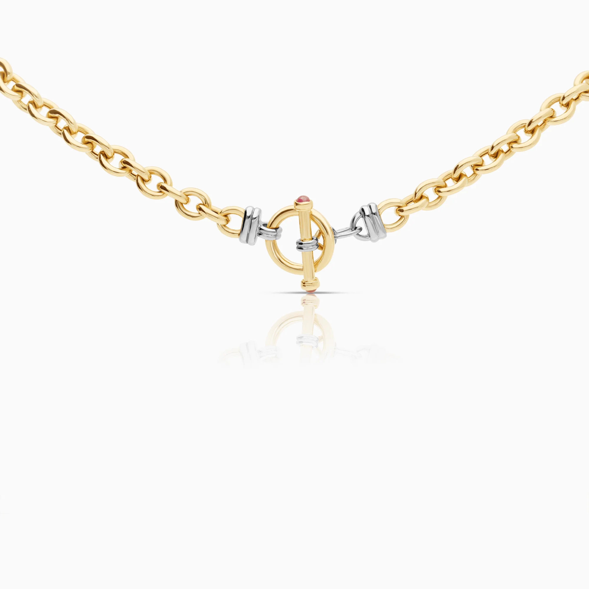 Cable chain with rubies 23.65g 18K gold - Image 2