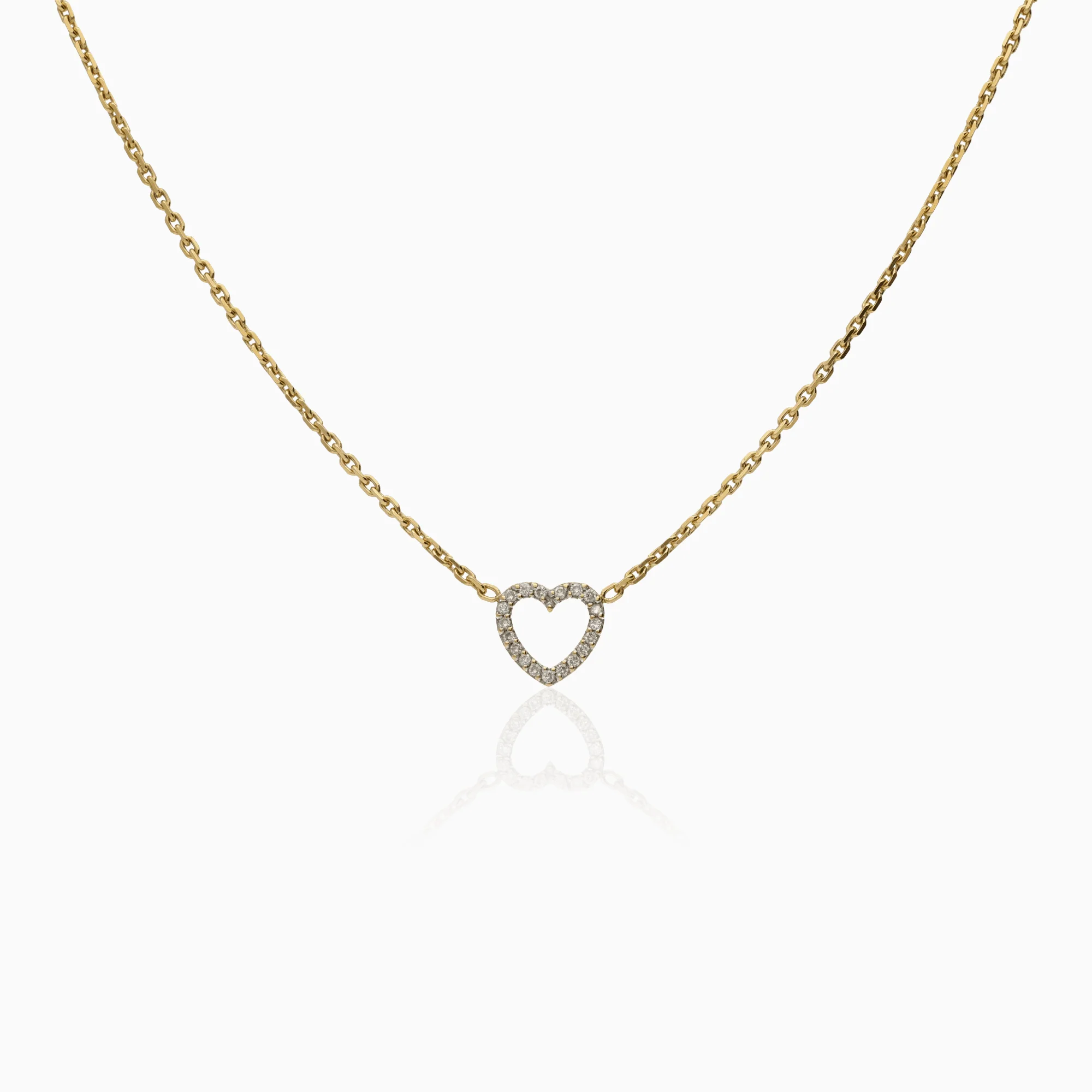 Cable link with diamond heart pendant 0.19ct 18K