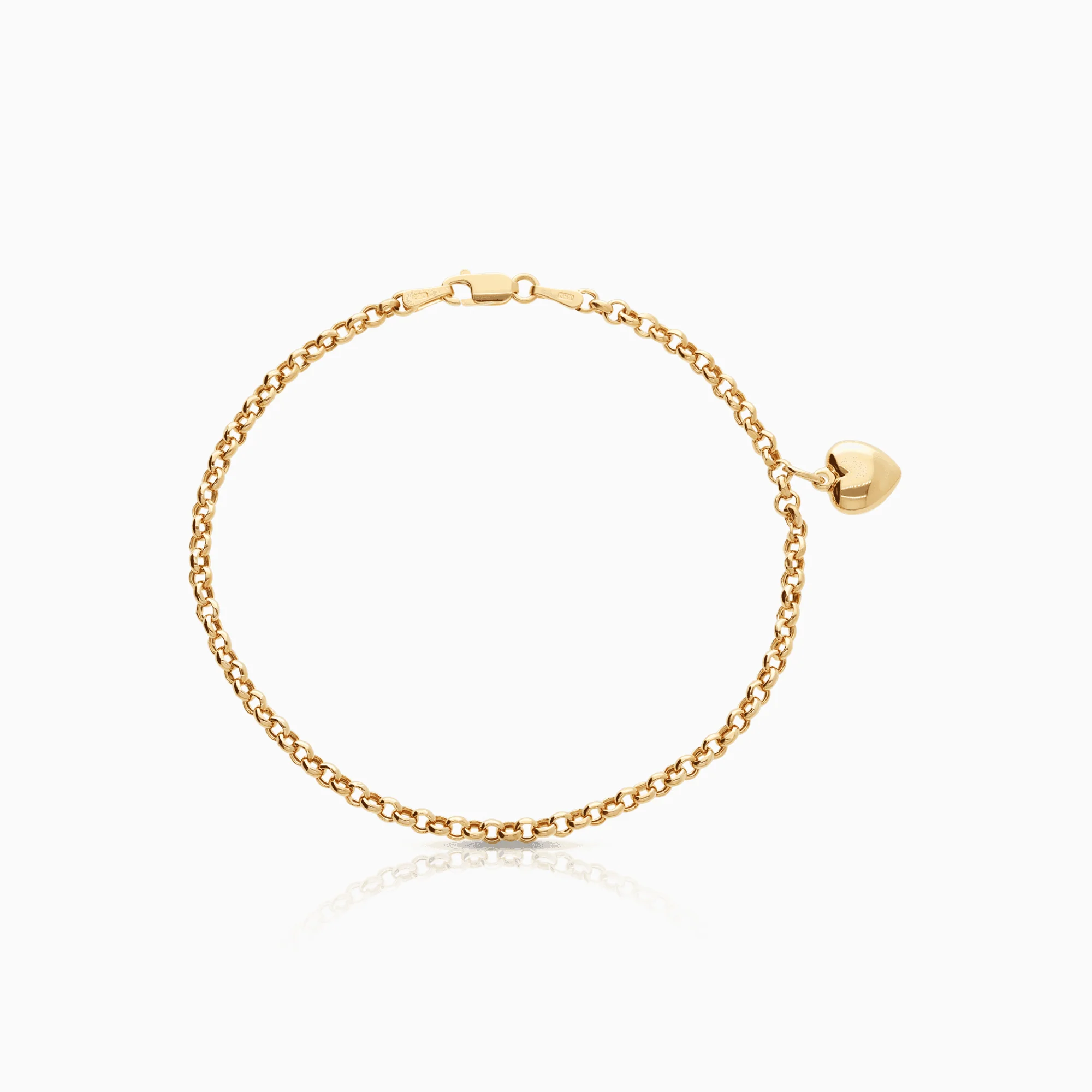 Bead link bracelet with heart 2.58g 18K gold