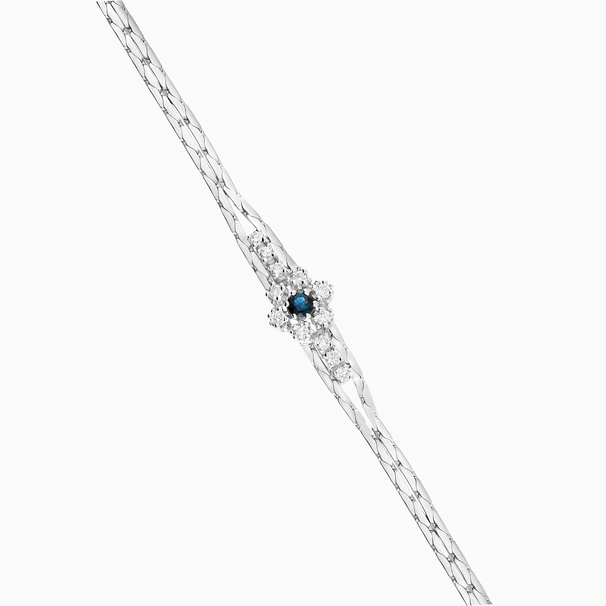 Bracelet sapphire and diamonds 0.36ct 18K white gold