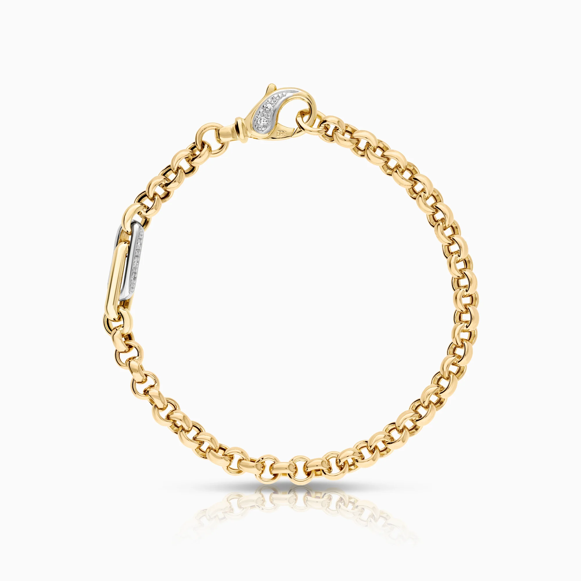 Bead-link bracelet 0.05ct 14K gold