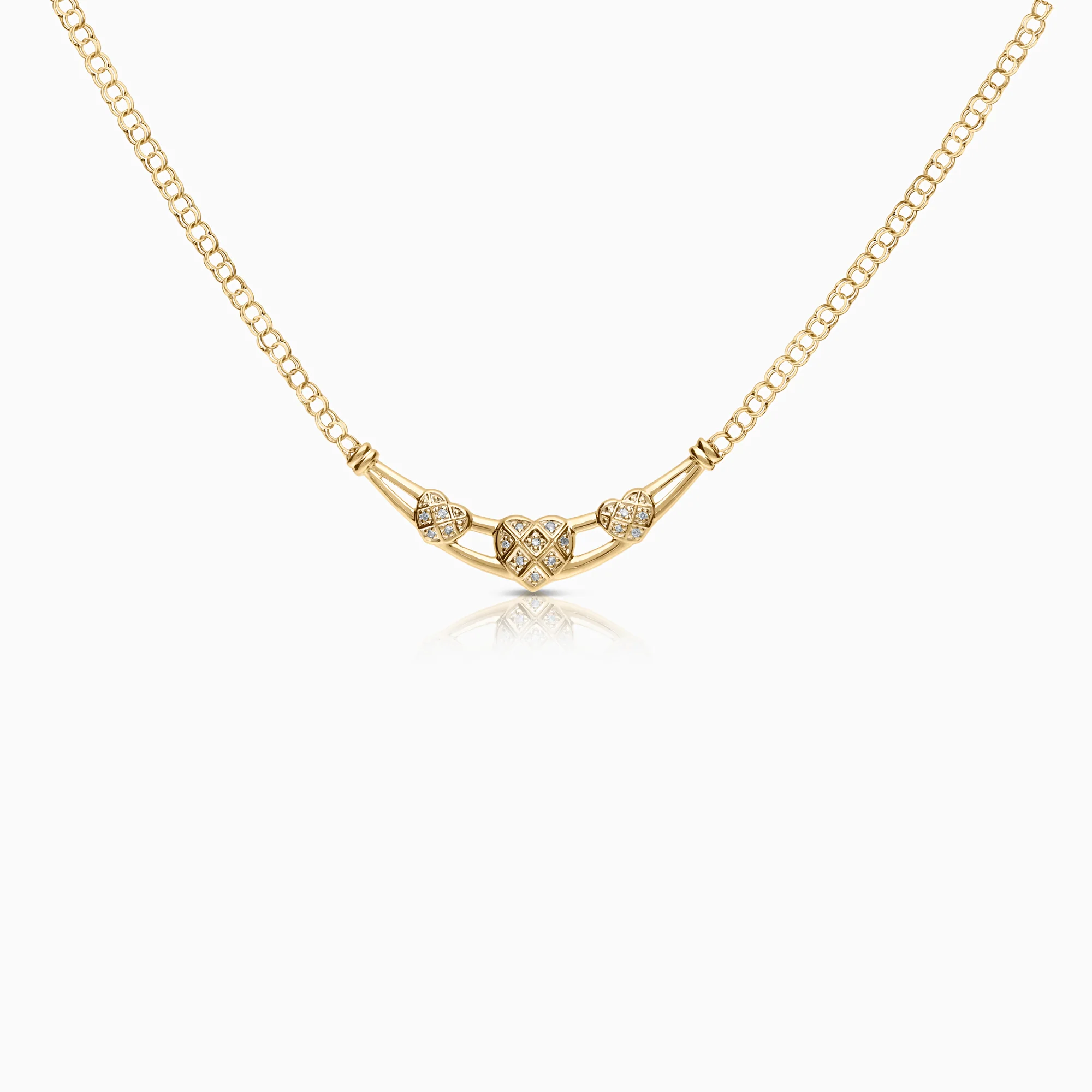 Bismarck necklace with heart pendant 0.05ct 18K gold