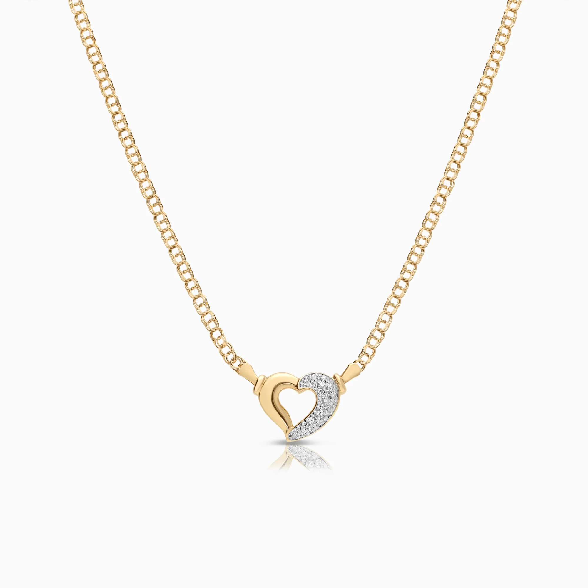 Bismarck necklace with heart pendant diamonds 0.15ct 18K gold