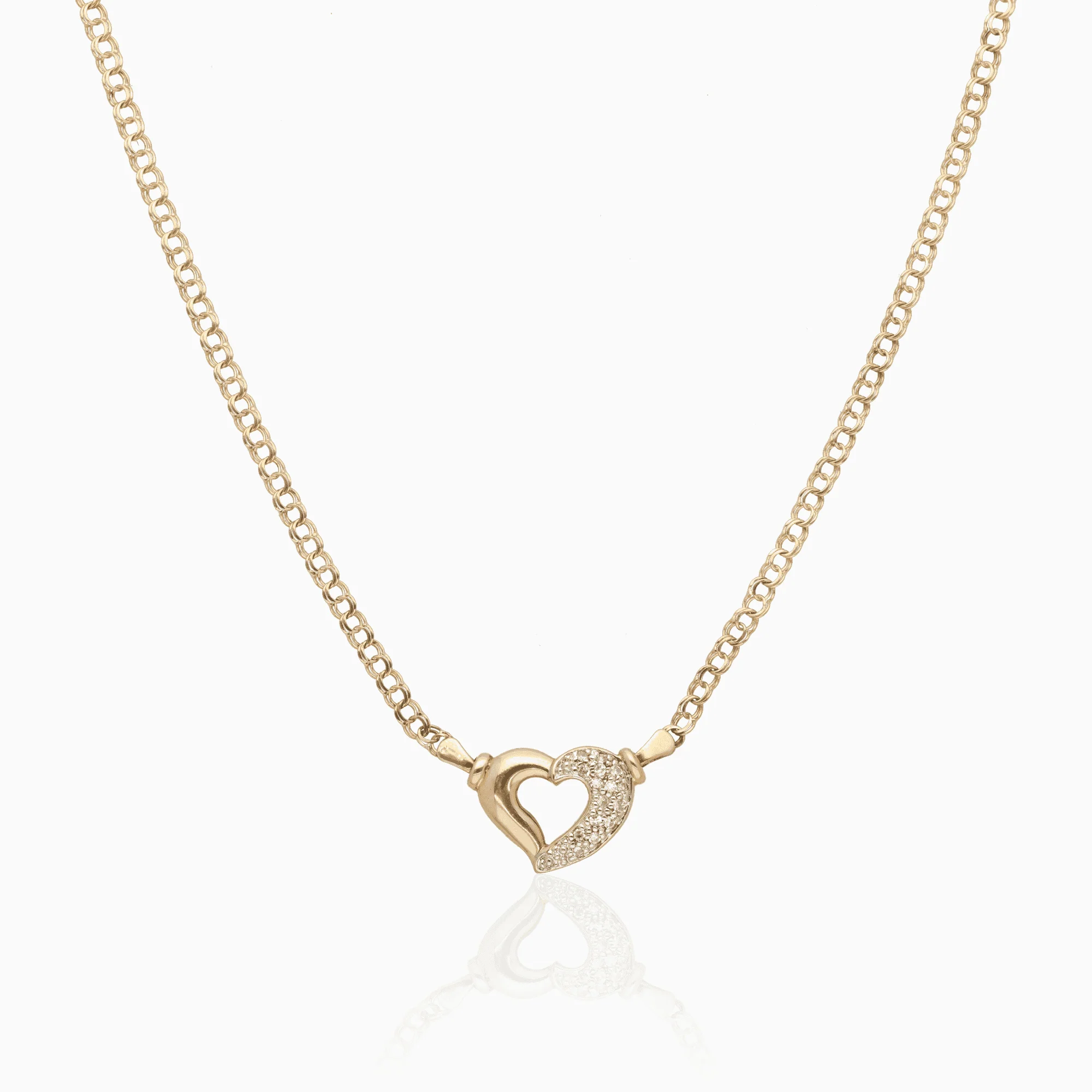 Bismarck necklace with heart pendant 0.15ct 18K