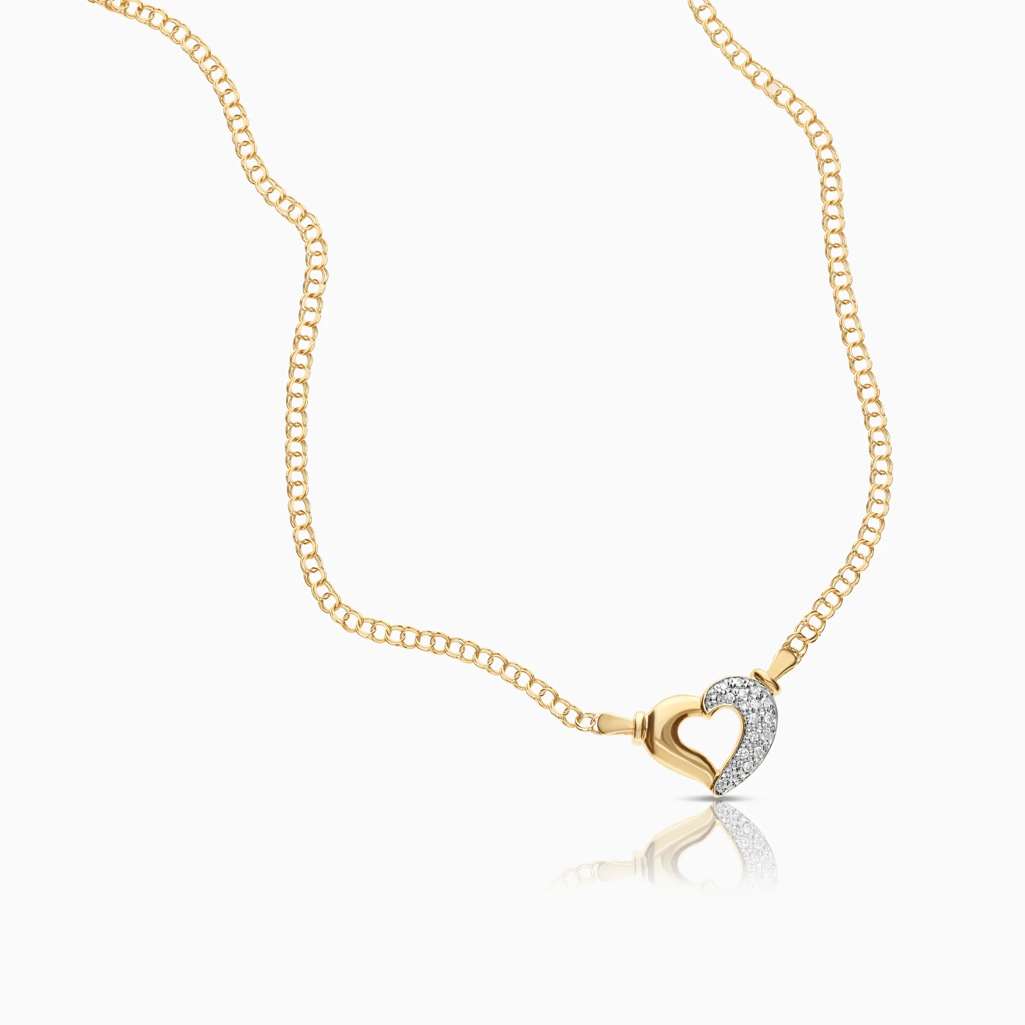 Bismarck link with heart pendant 0.08ct 18K gold - Image 2