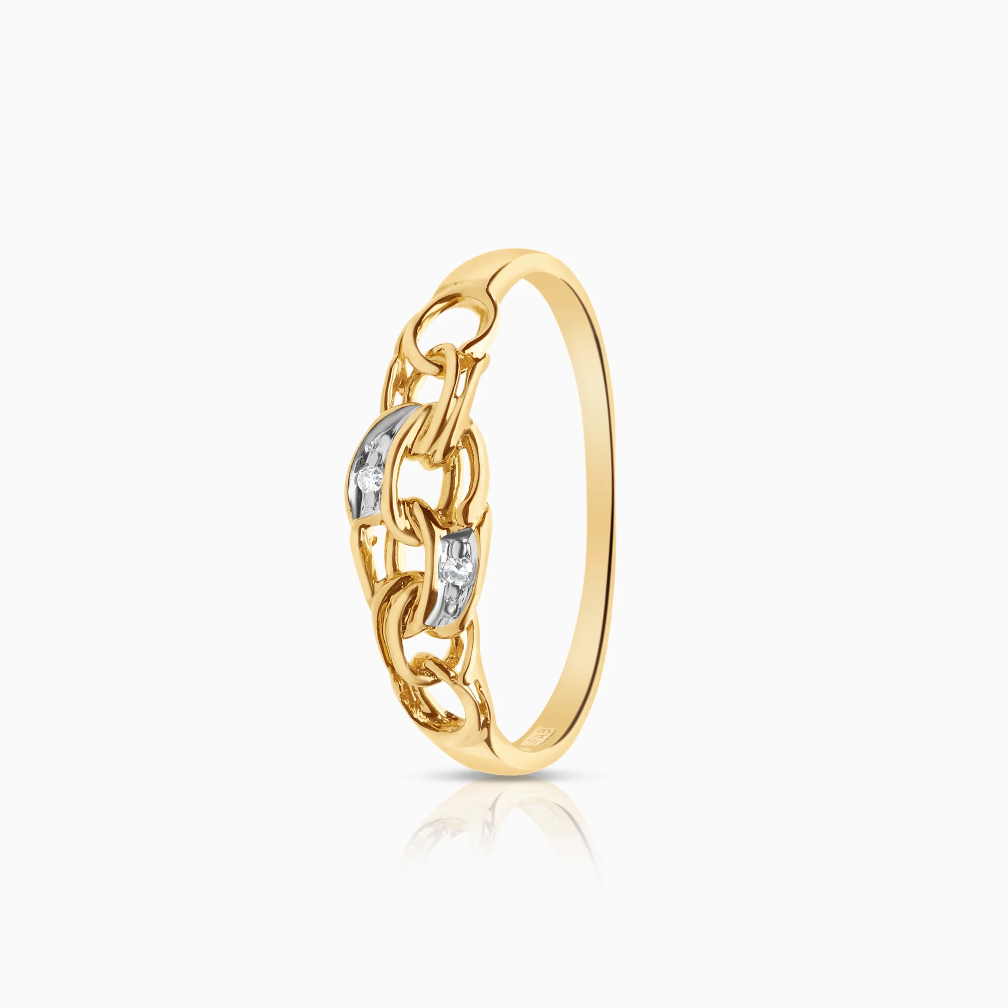 Bismarck ring with diamonds 0.01ct 18K gold