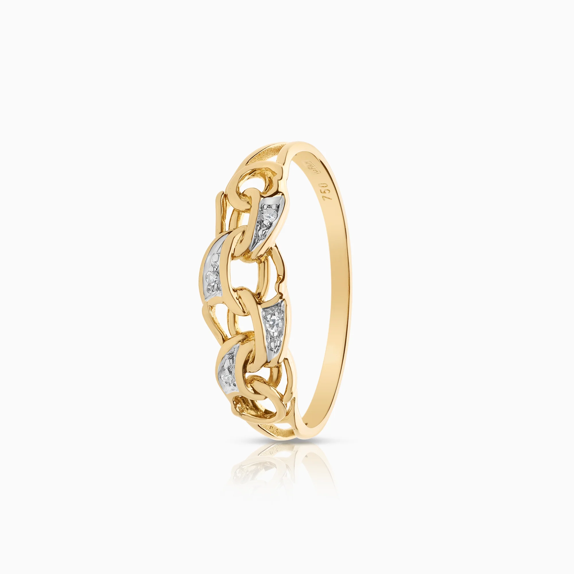 Bismarck ring with diamonds 0.02ct 18K gold