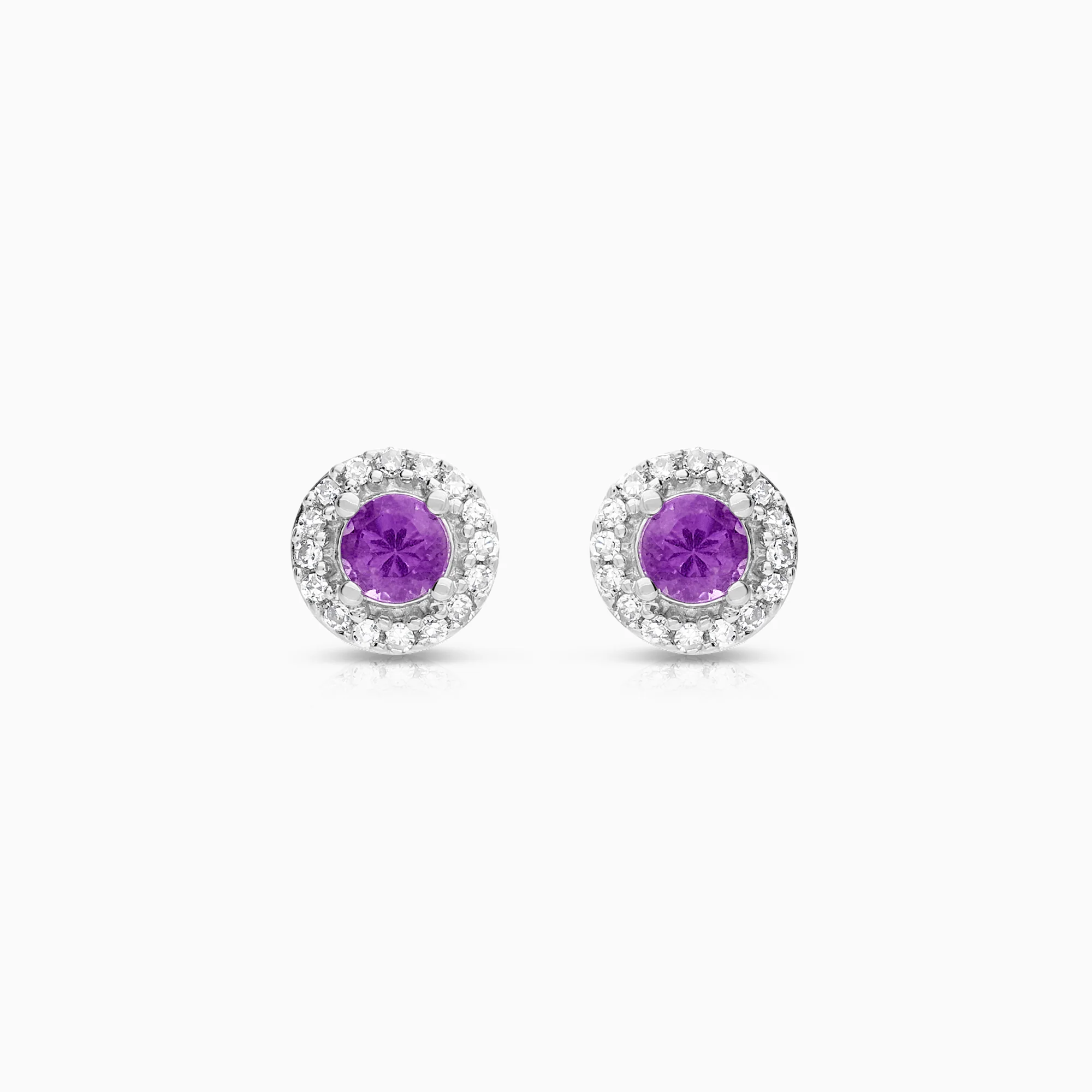 Carmosé earrings purple stone and diamonds 0.16ct 18K white gold