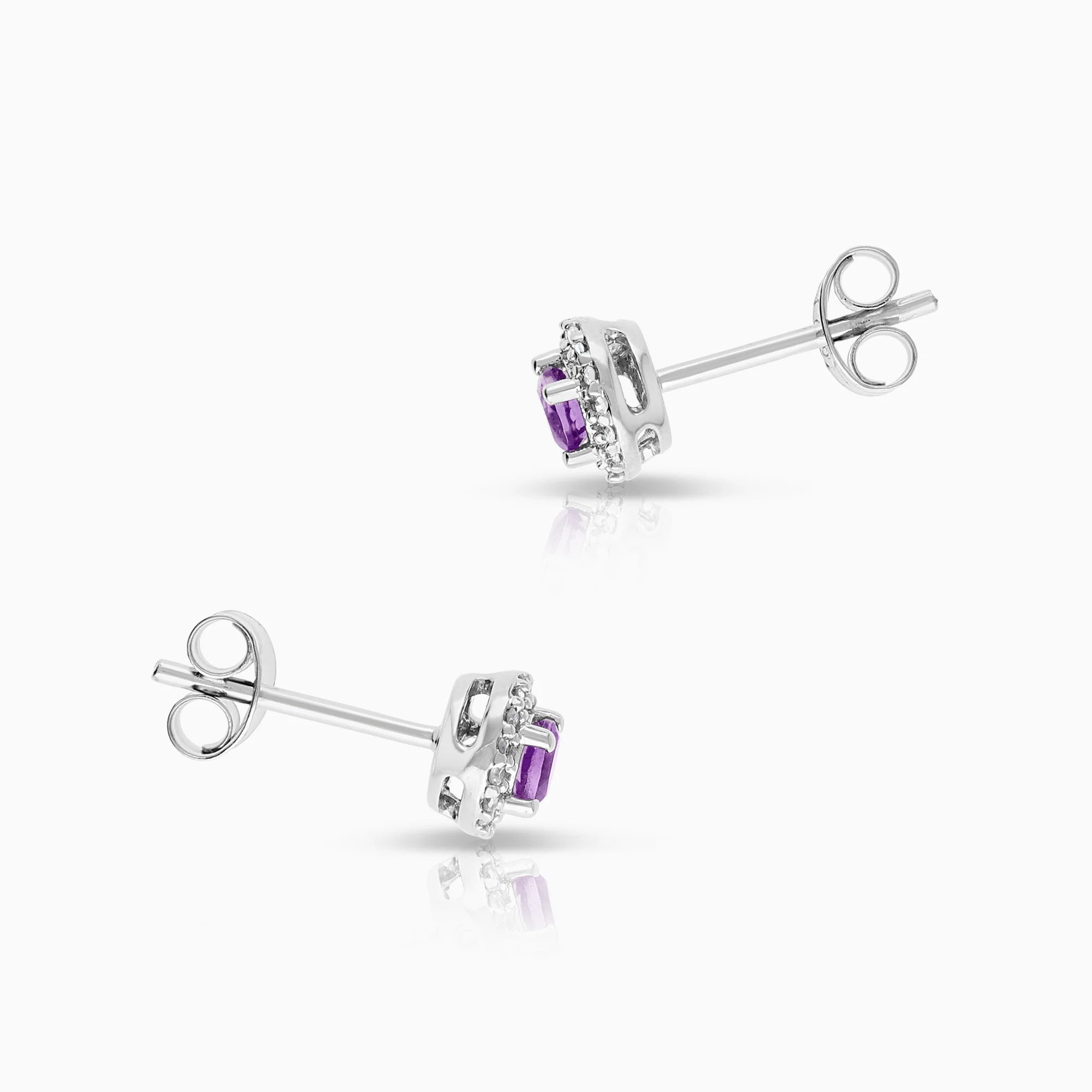 Carmosé earrings purple stone and diamonds 0.16ct 18K white gold - Image 2