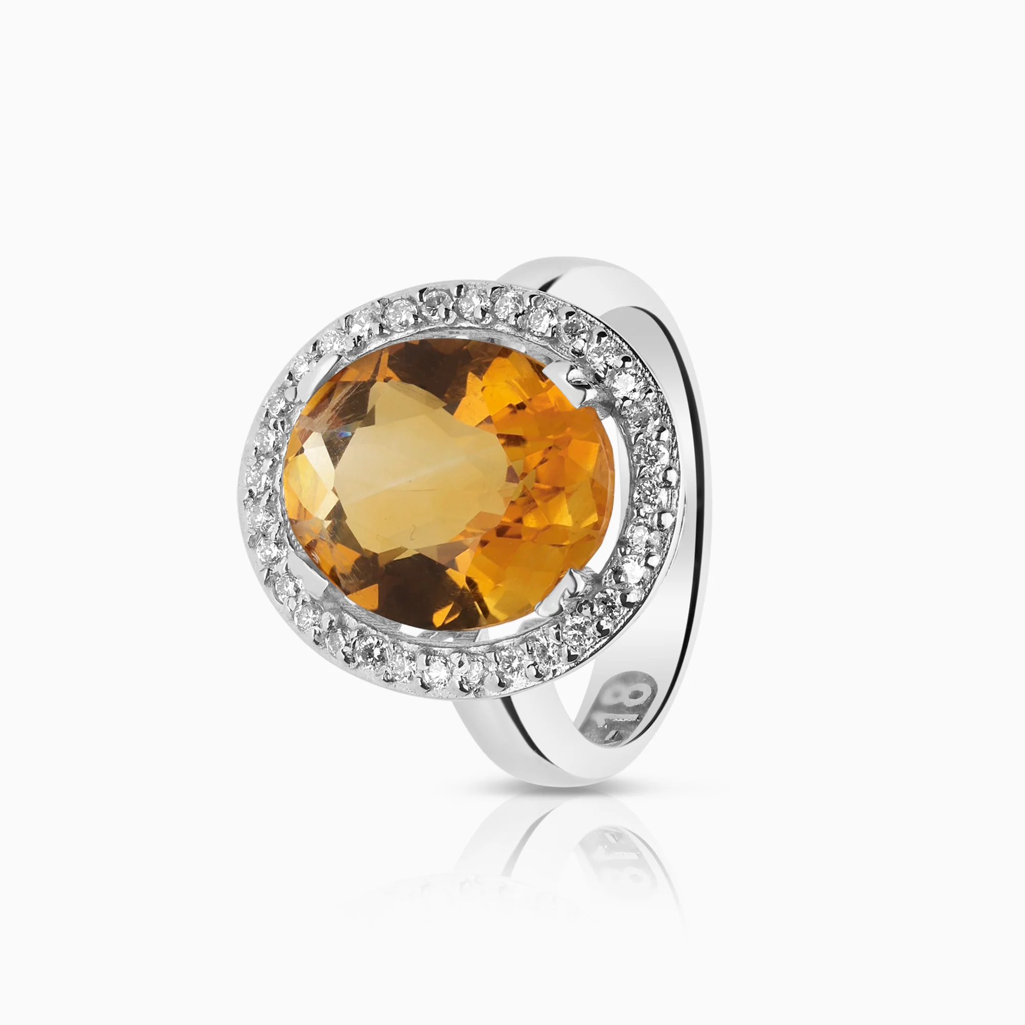 Carmosé ring citrine and diamonds 0.16ct 18K white gold