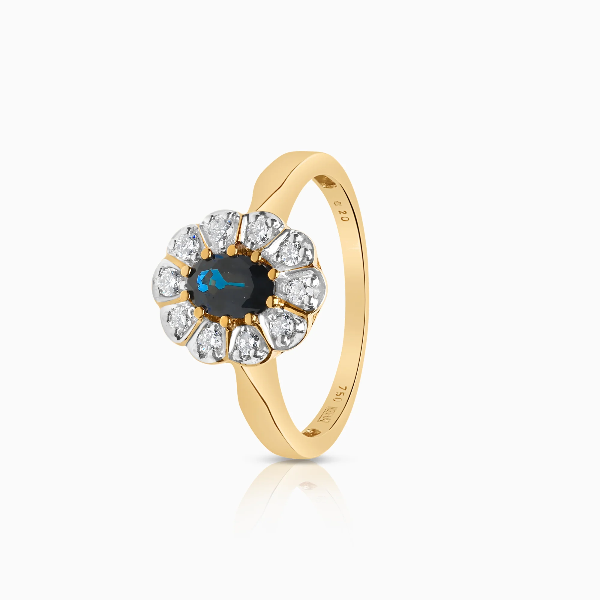 Carmosé ring sapphire and diamonds 0.20ct 18K gold