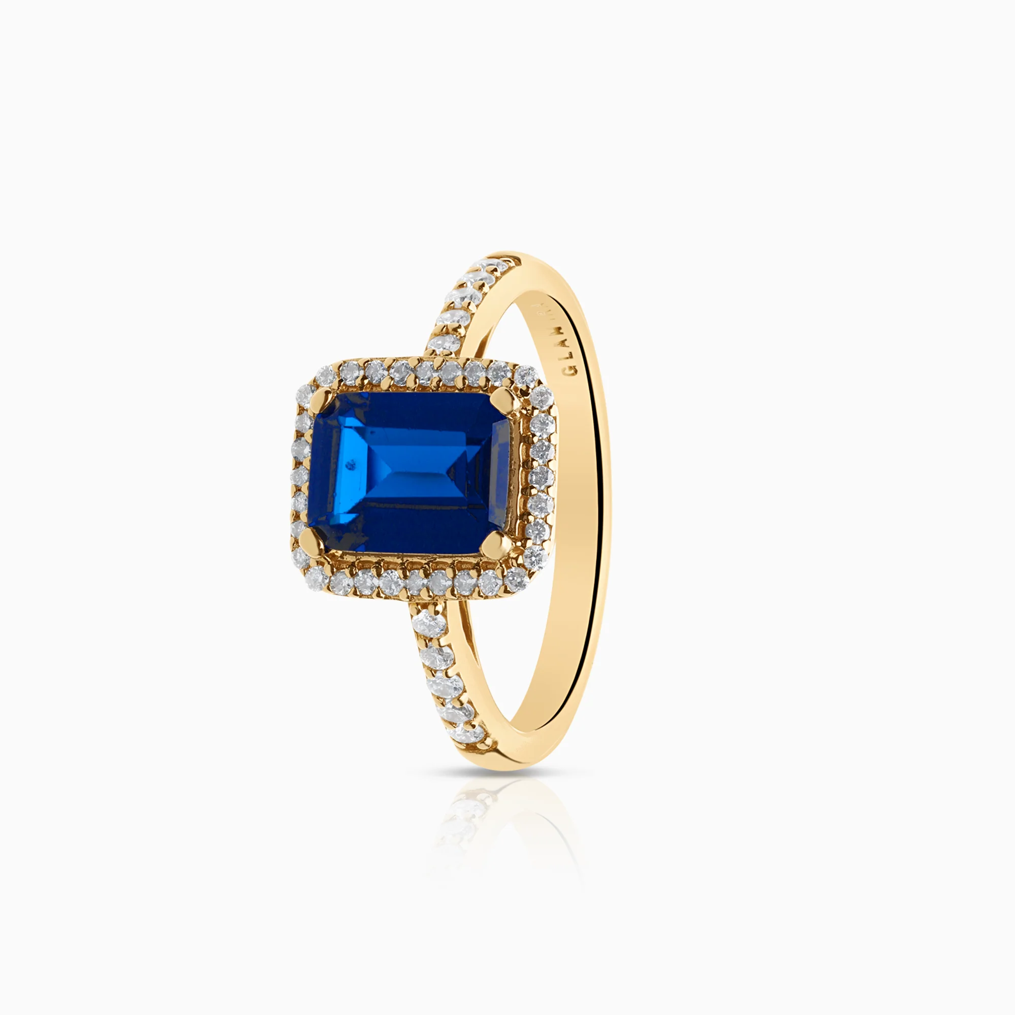 Carmosé ring synthetic sapphire and diamonds 0.40ct 14K gold