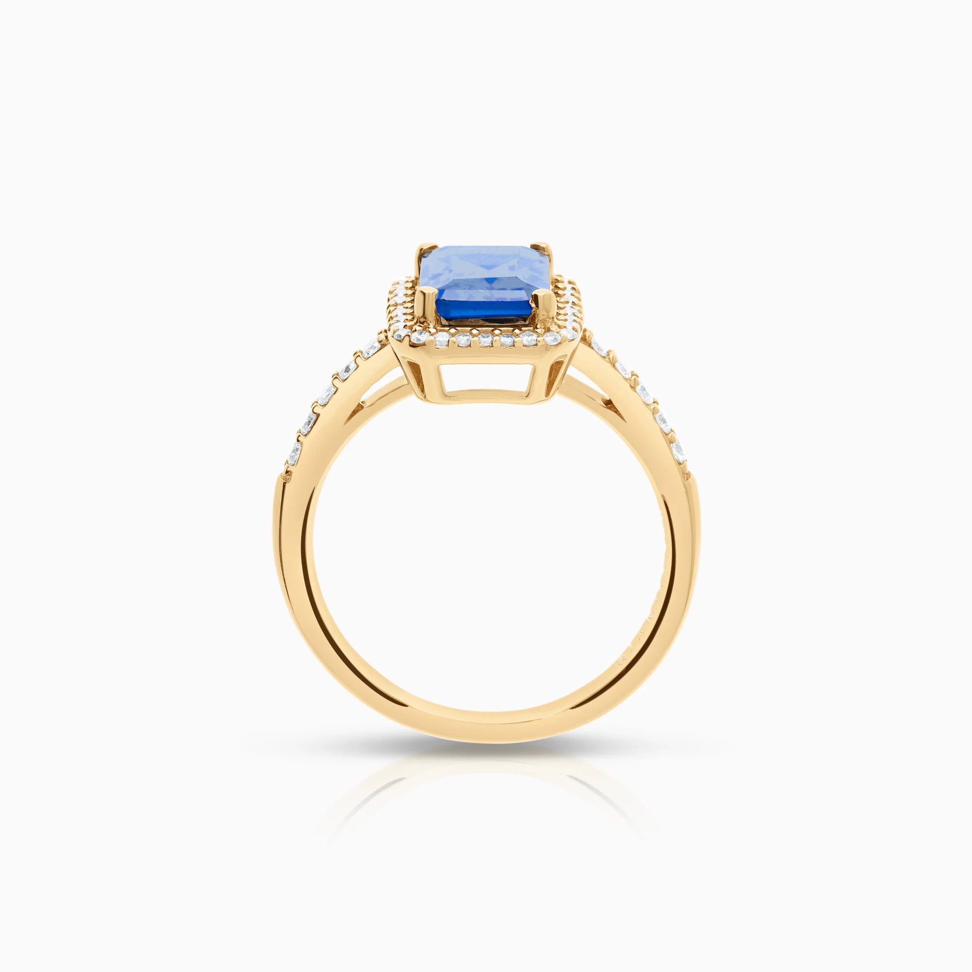 Carmosé ring synthetic sapphire and diamonds 0.40ct 14K gold - Image 2