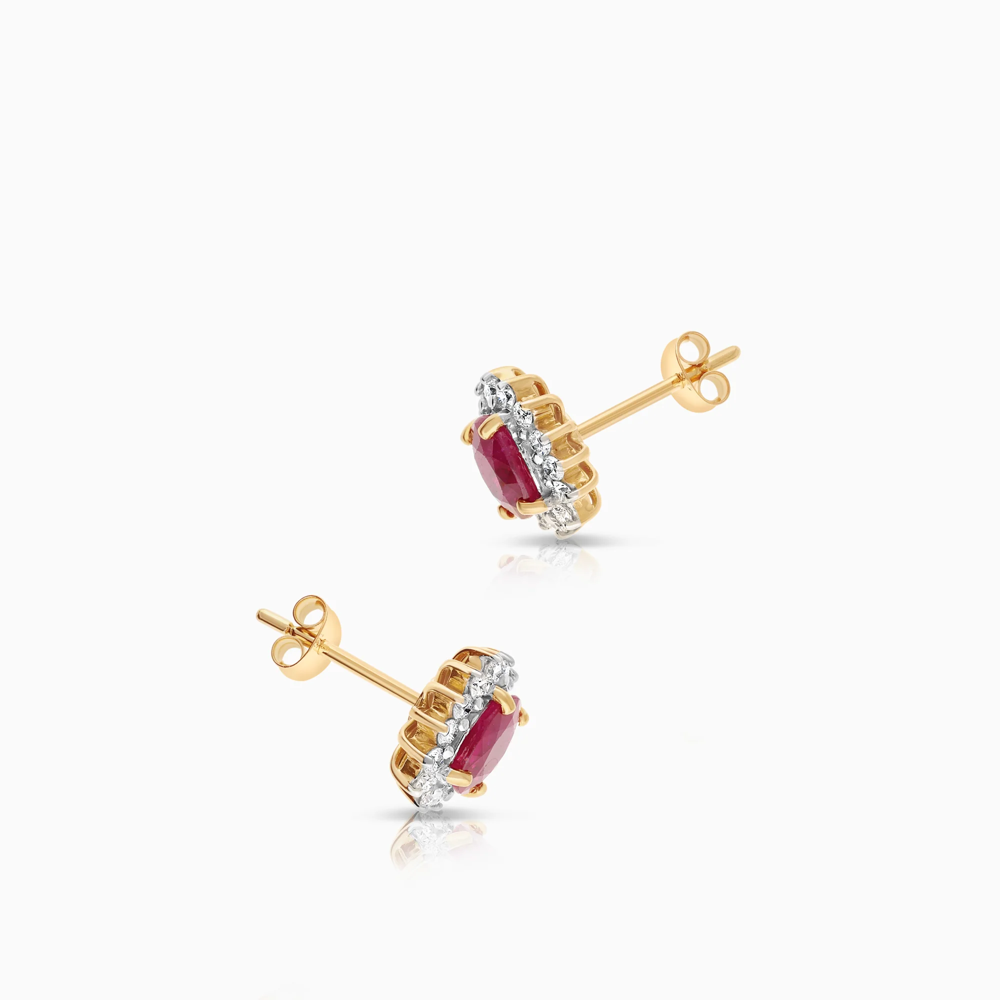 Cluster earrings rubies 3.80g 14K gold - Image 2
