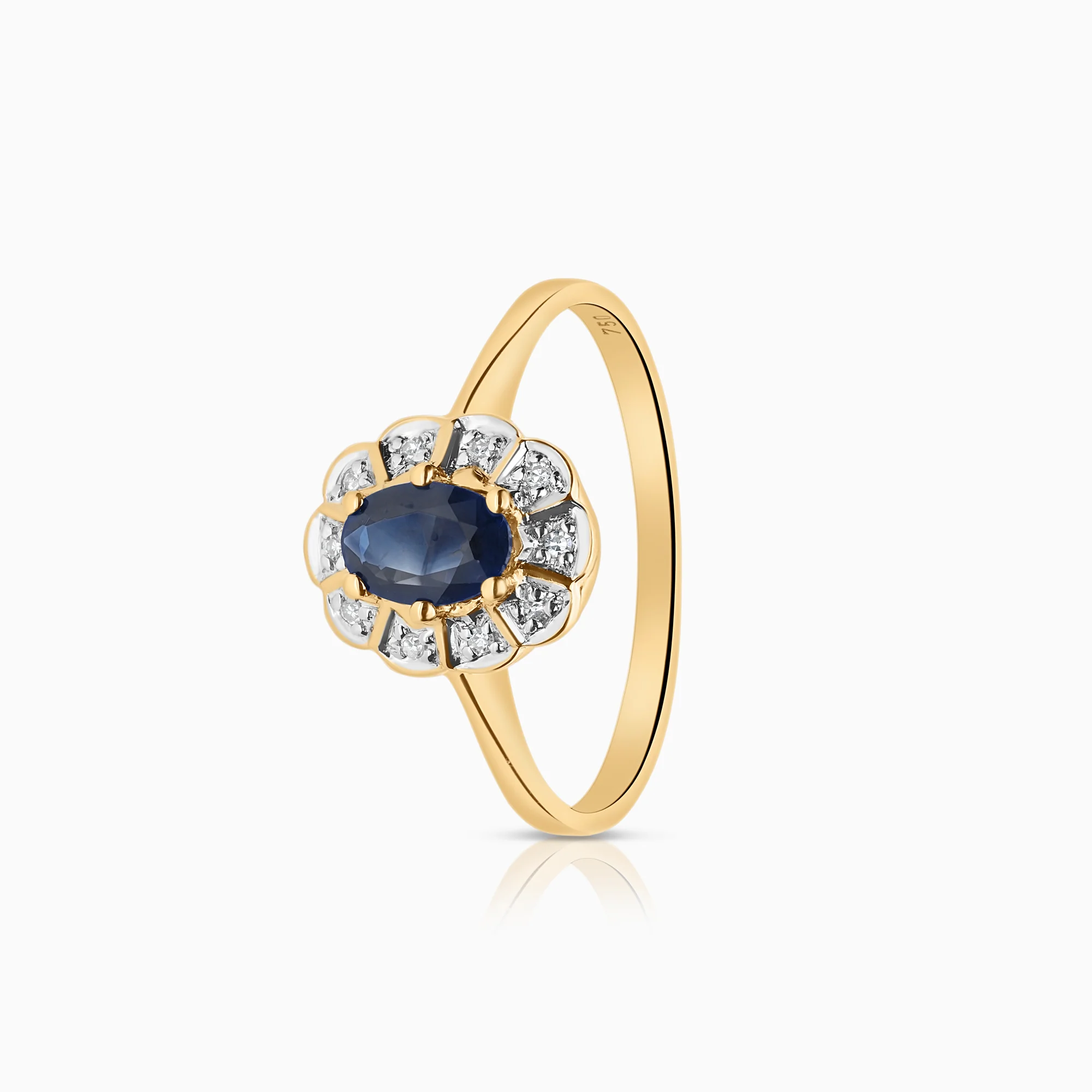 Carmosé ring 0.03ct with sapphire 18K gold