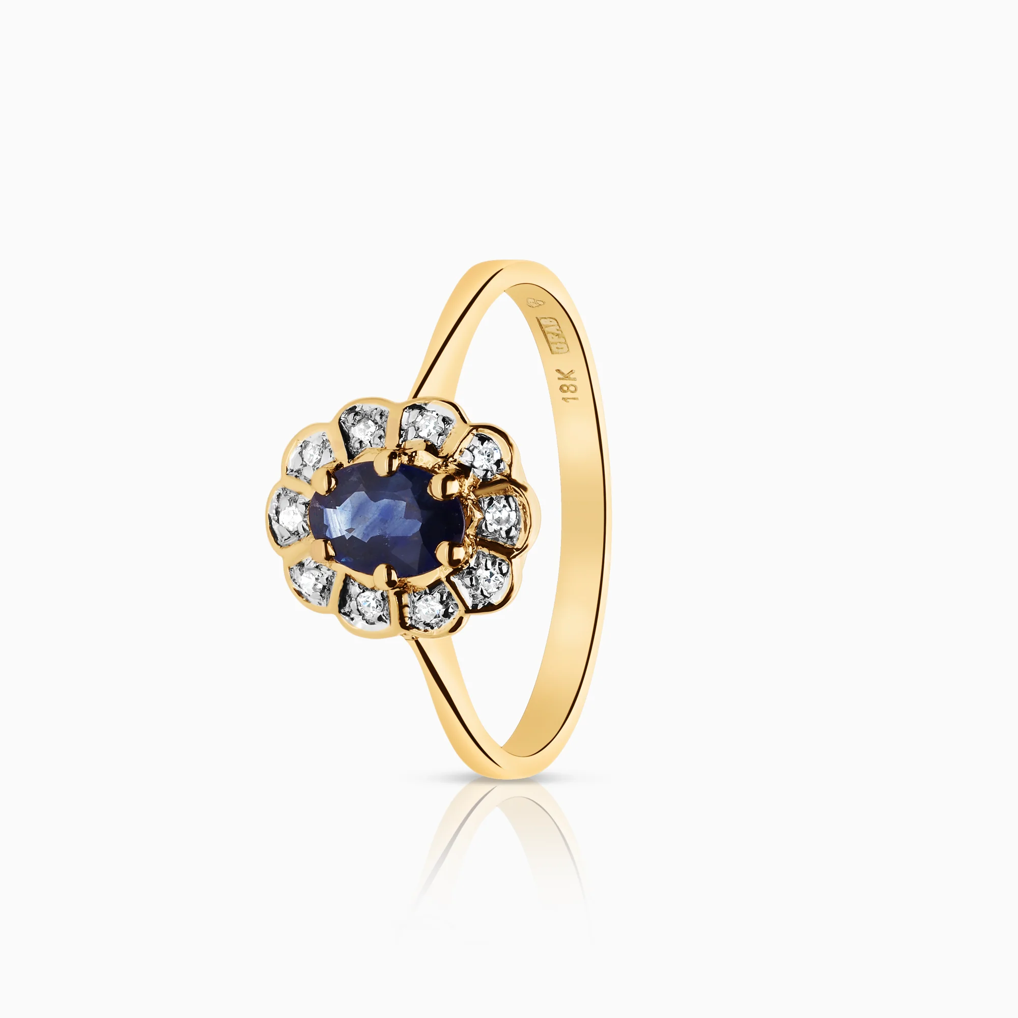 Carmosa ring 0.05ct with sapphire 18K gold