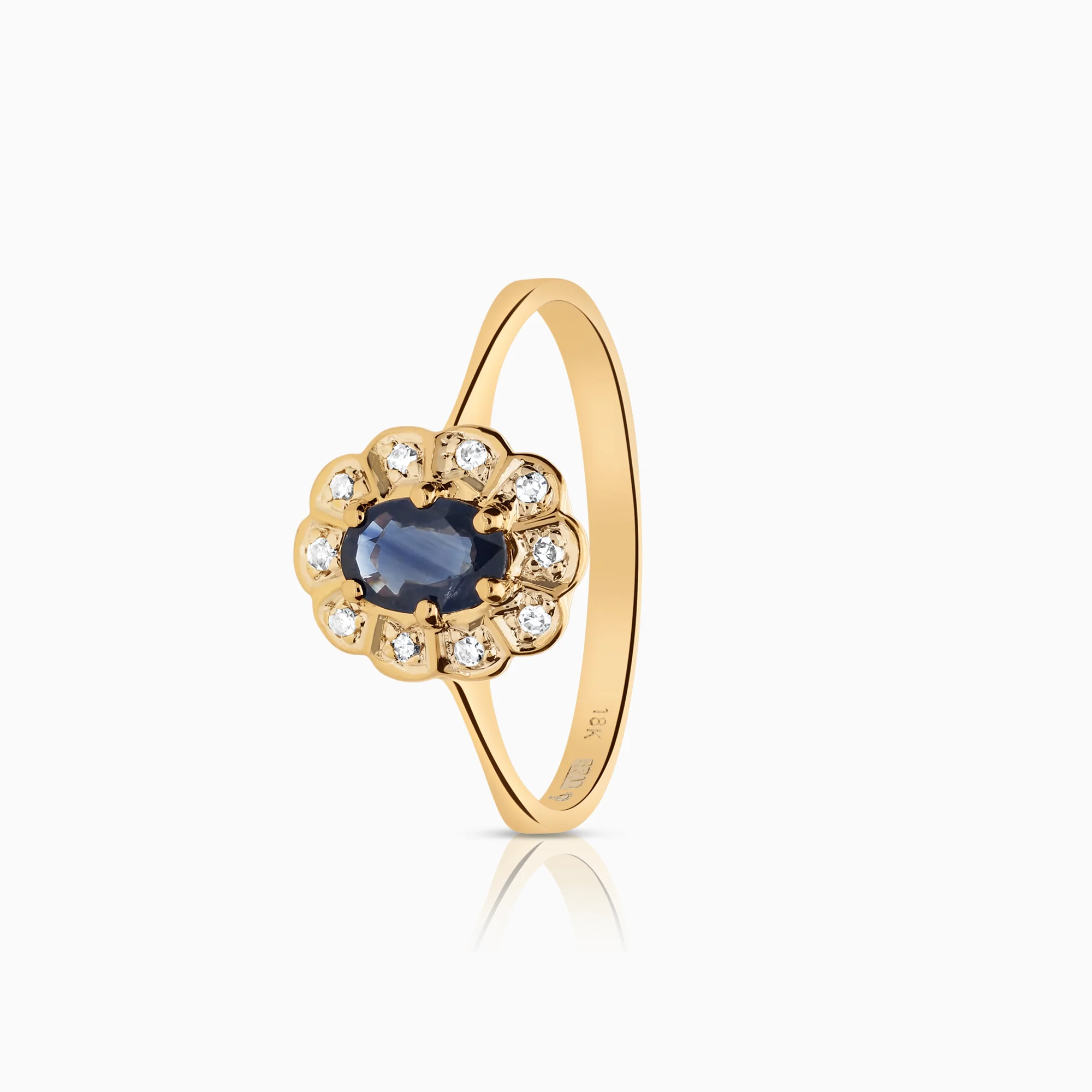 Carmosé ring 0.07ct with sapphire 18K gold