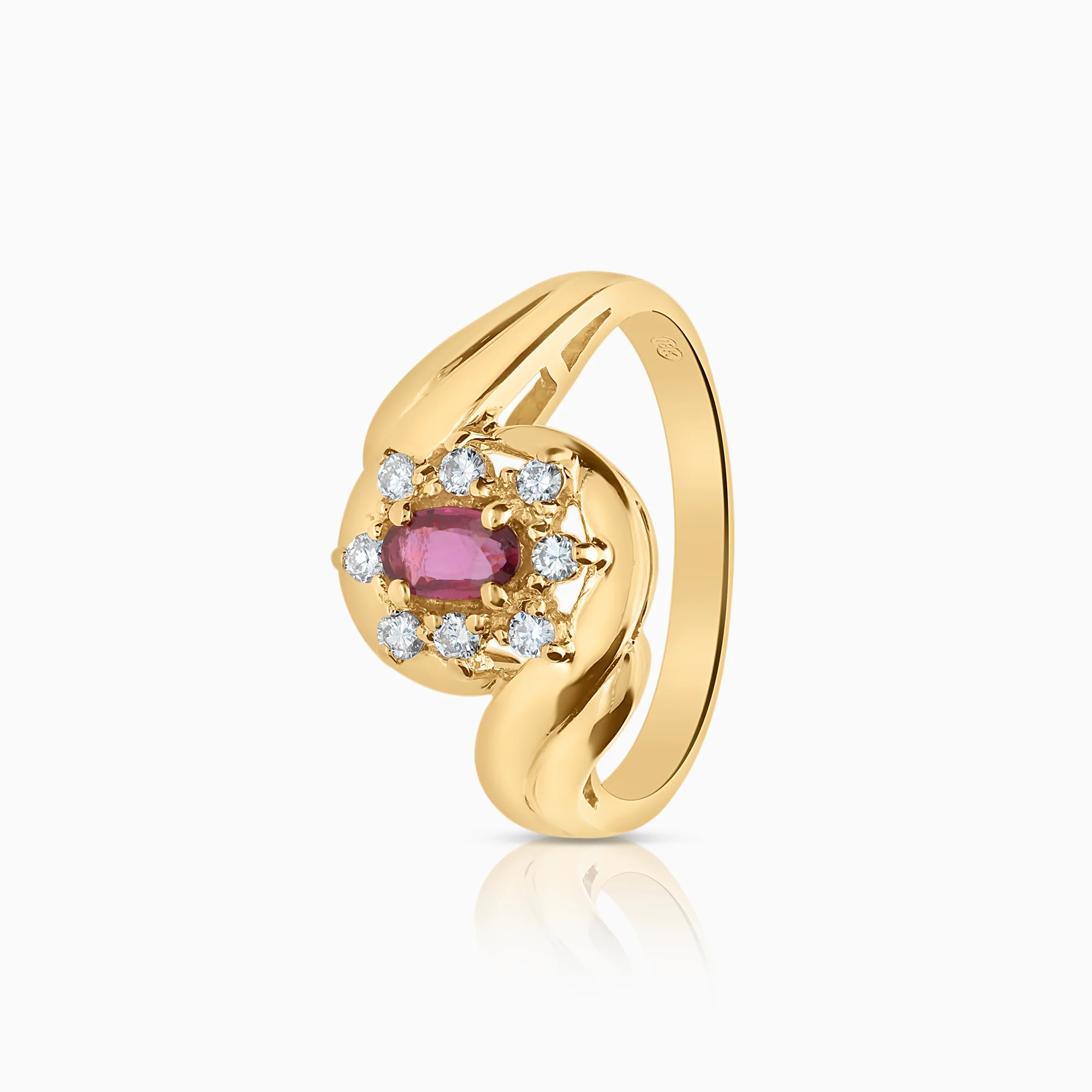 Carmosé ring 0.08ct with ruby 18K gold