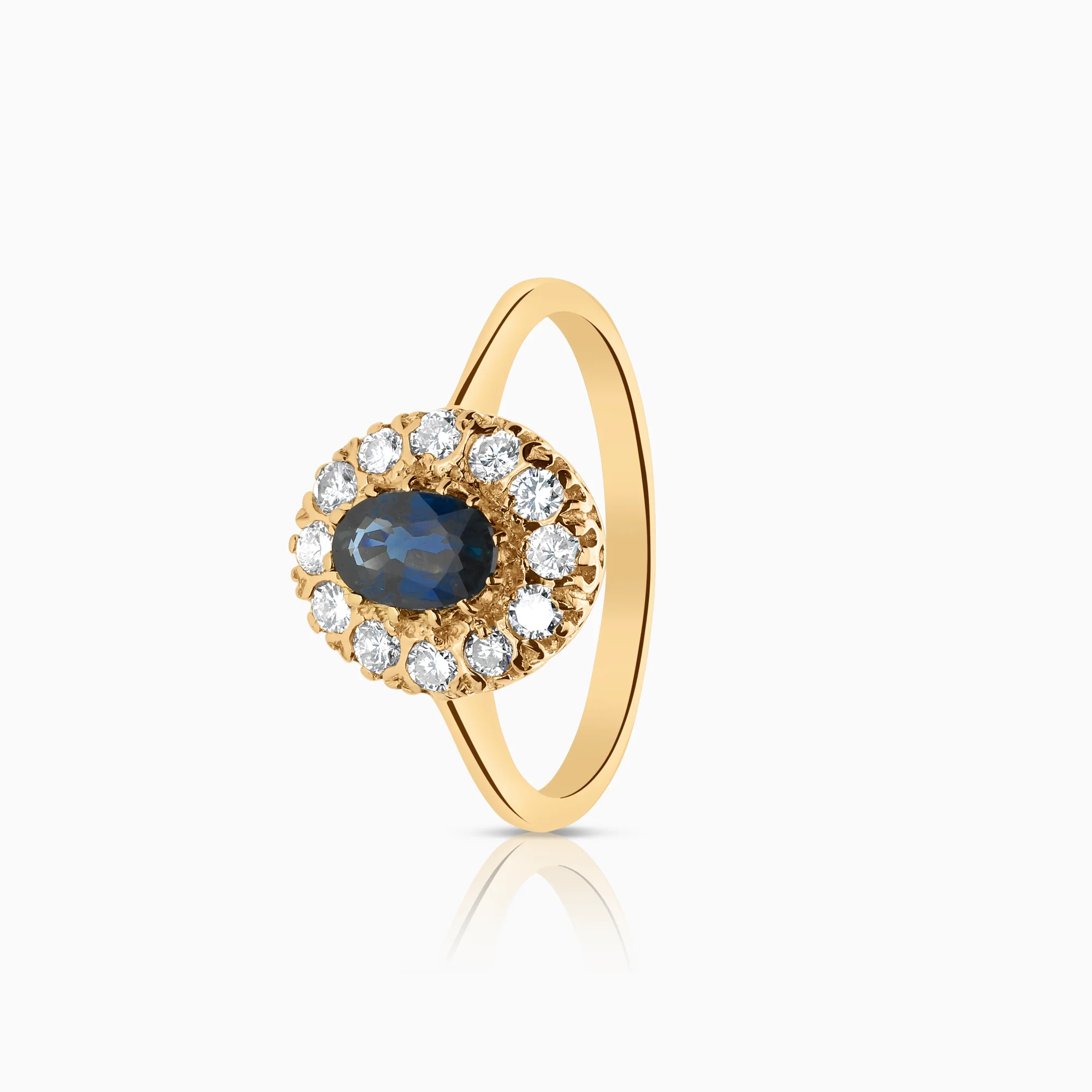Cluster ring 0.36ct with sapphire 18K gold