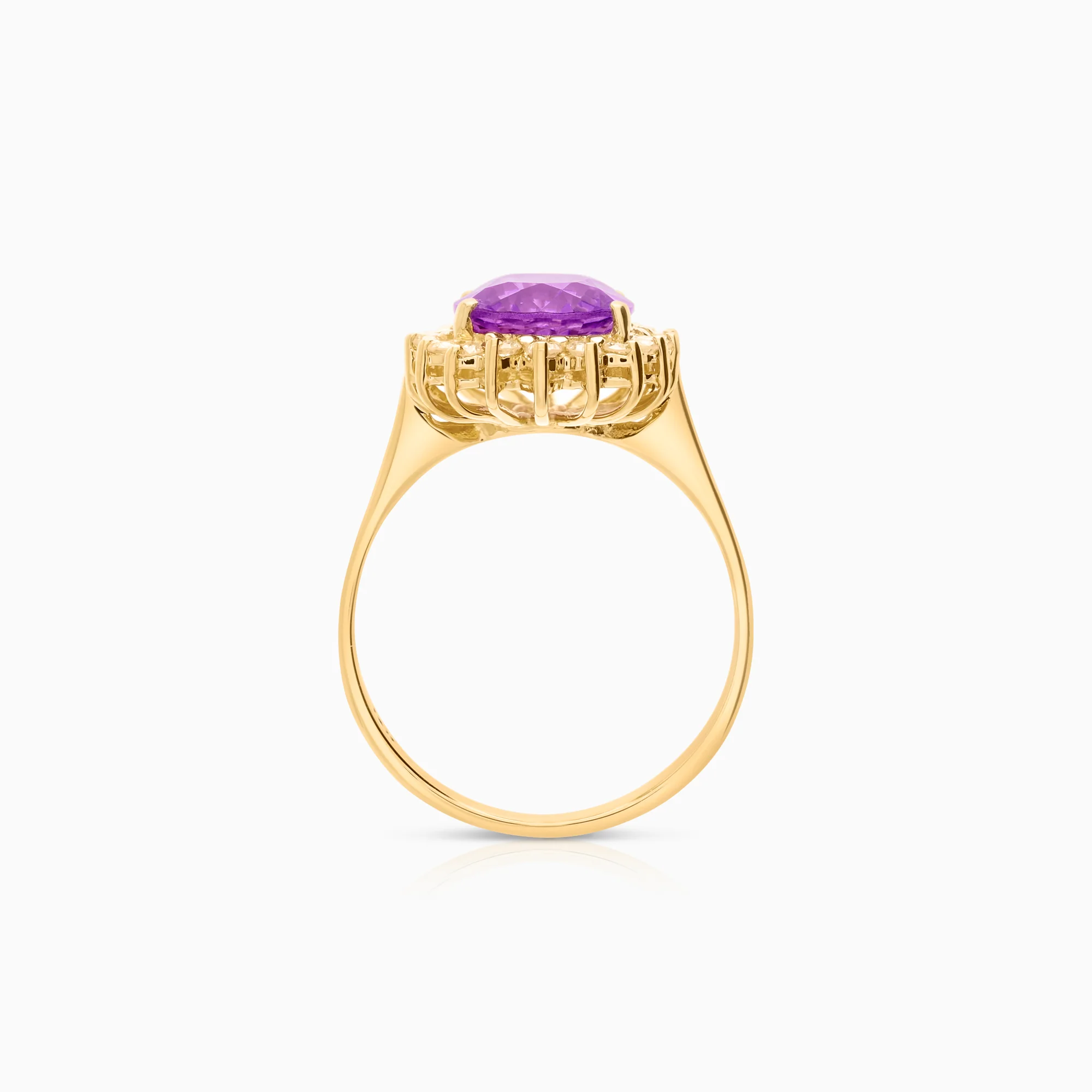 Cluster ring with amethyst and diamonds 0.27ct 18K gold - Image 2