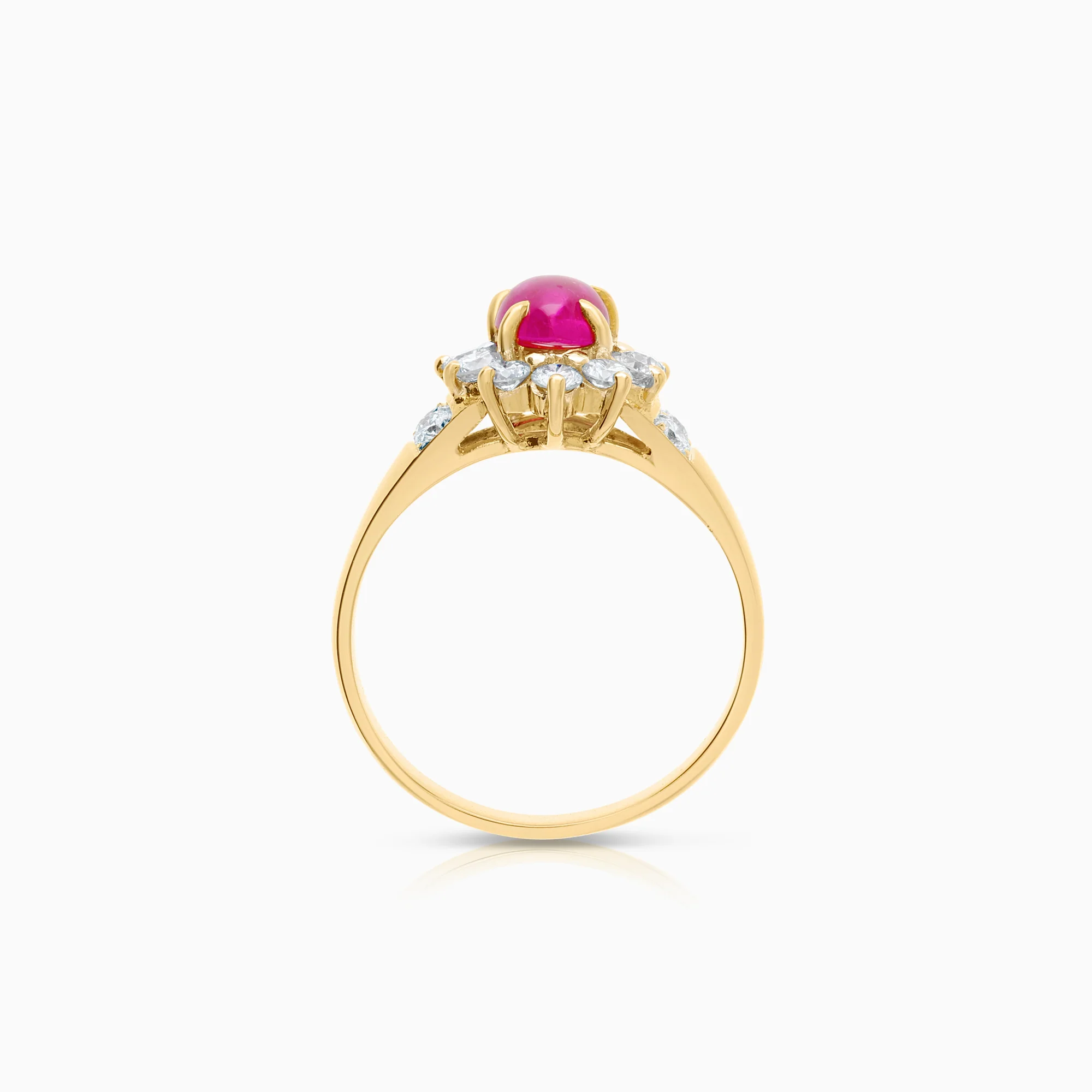 Cluster ring with ruby and diamonds 0.66ct 18K gold - Image 2