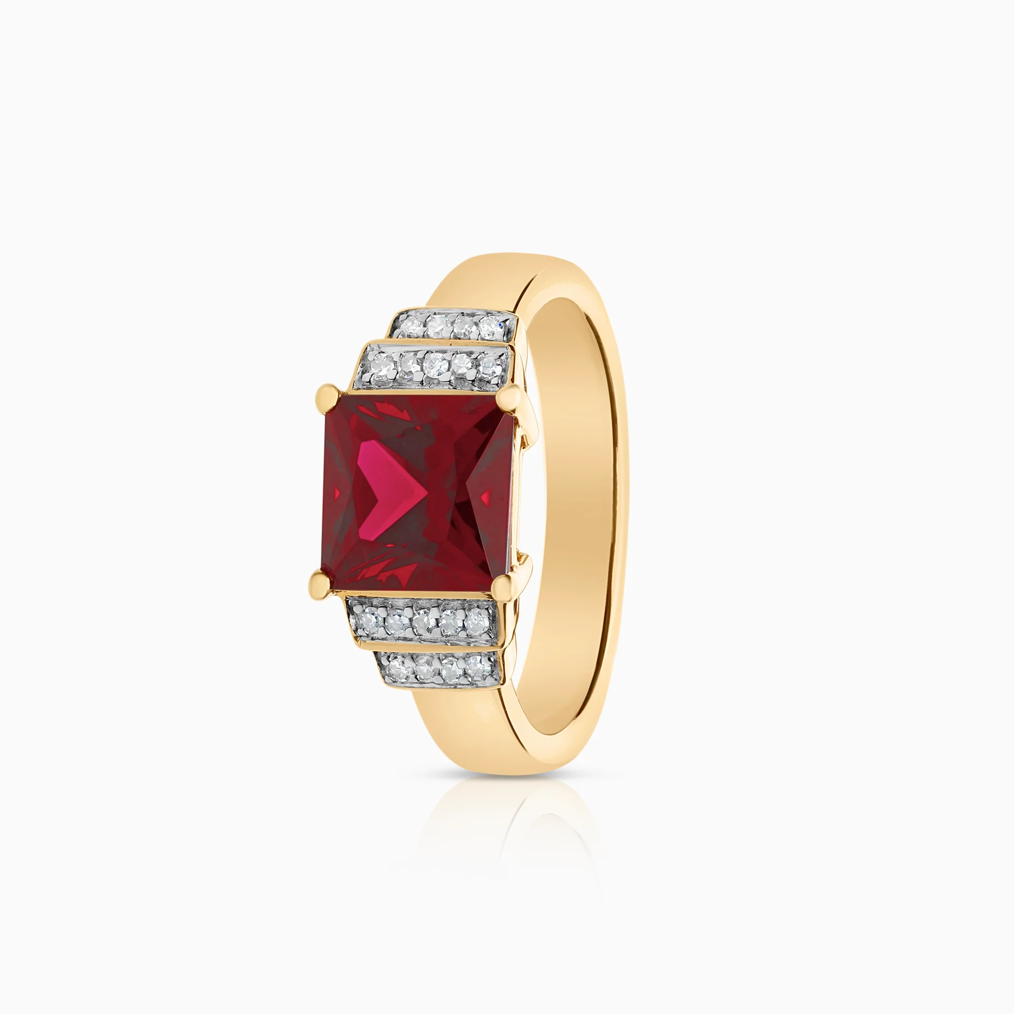 Diamond ring ruby 0.09ct 18K gold