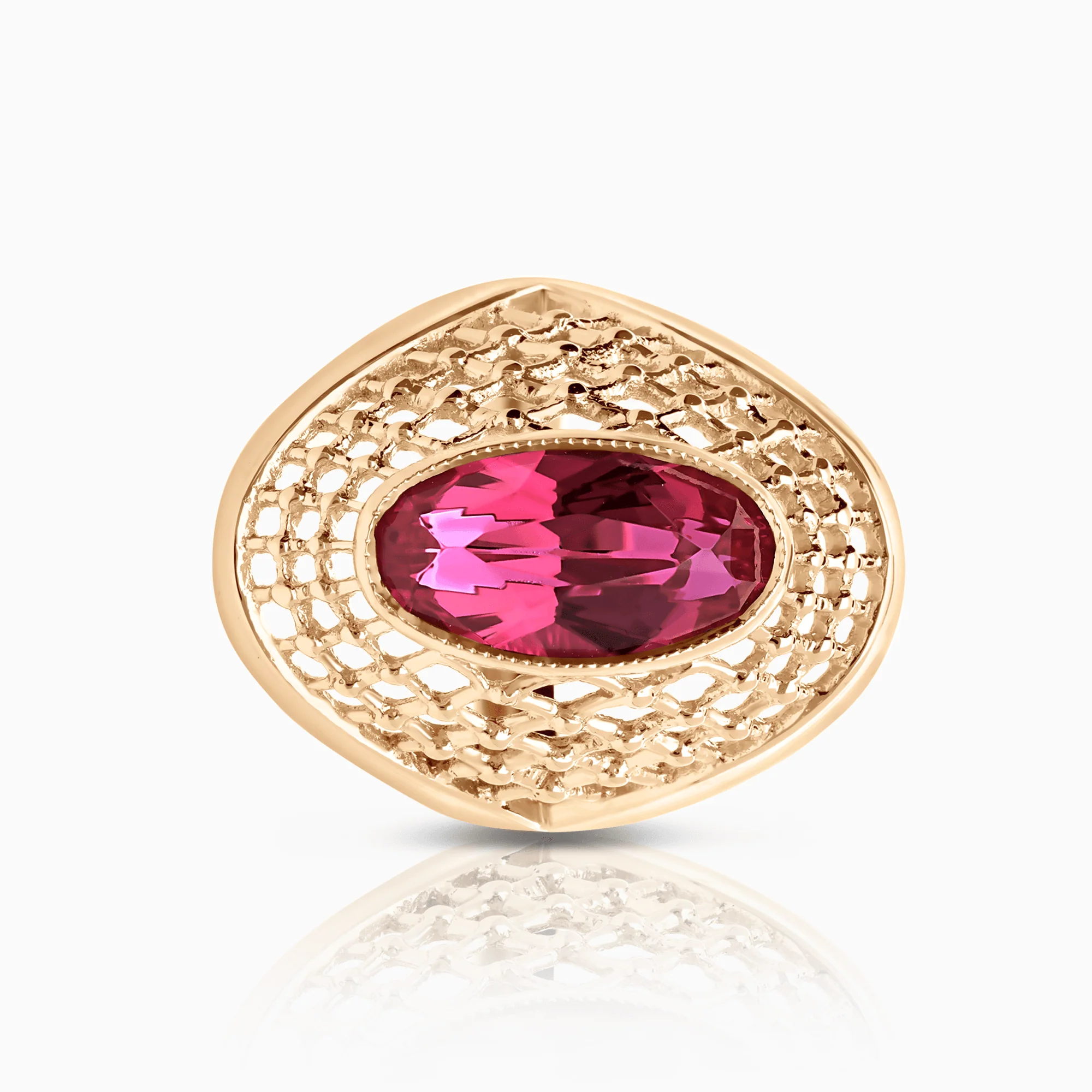 Gemstone ring with red stone 7.85g 14K rose gold - Image 3