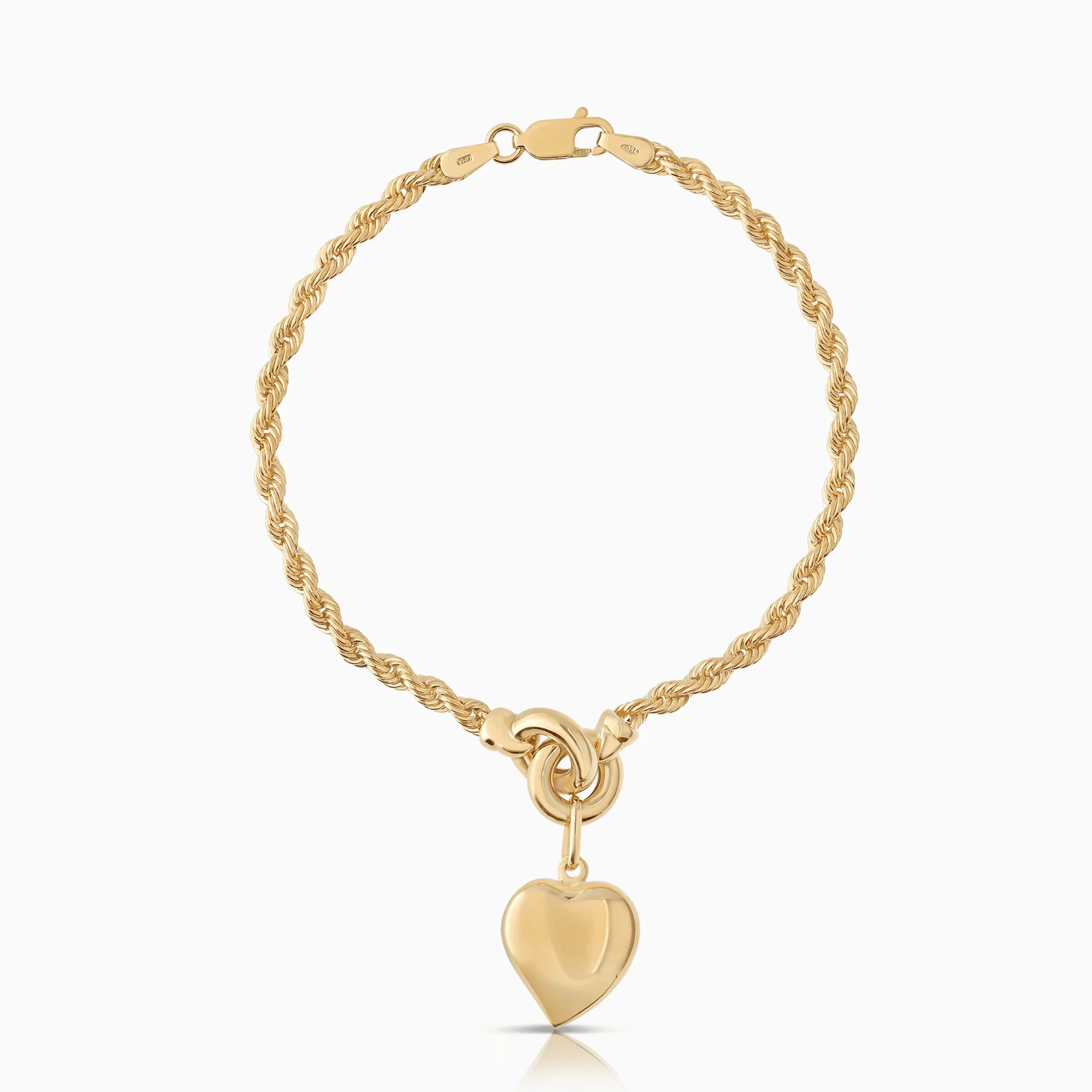Rope bracelet with heart 6.53g 18K gold