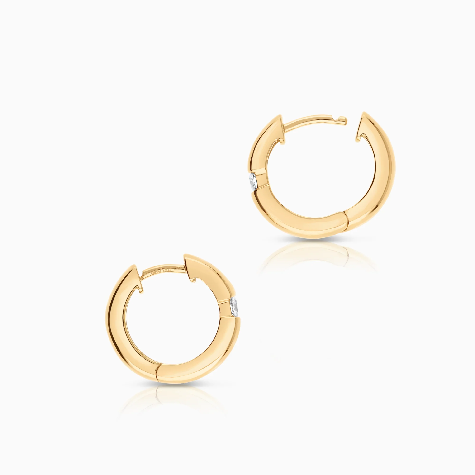 Hoops with diamonds 0.10ct 18K gold. - Image 2