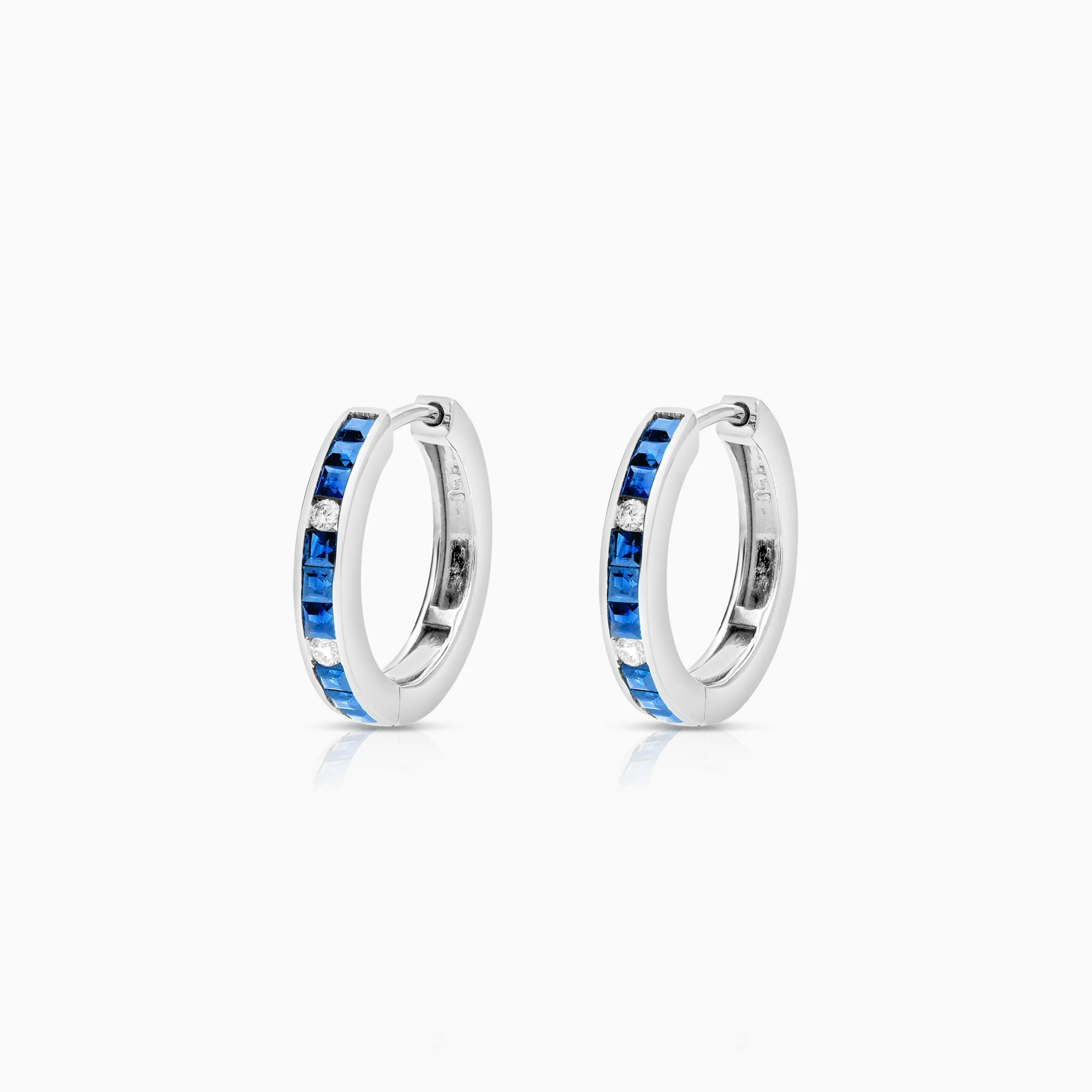 Hoops with sapphires and diamonds 0.06ct 18K white gold