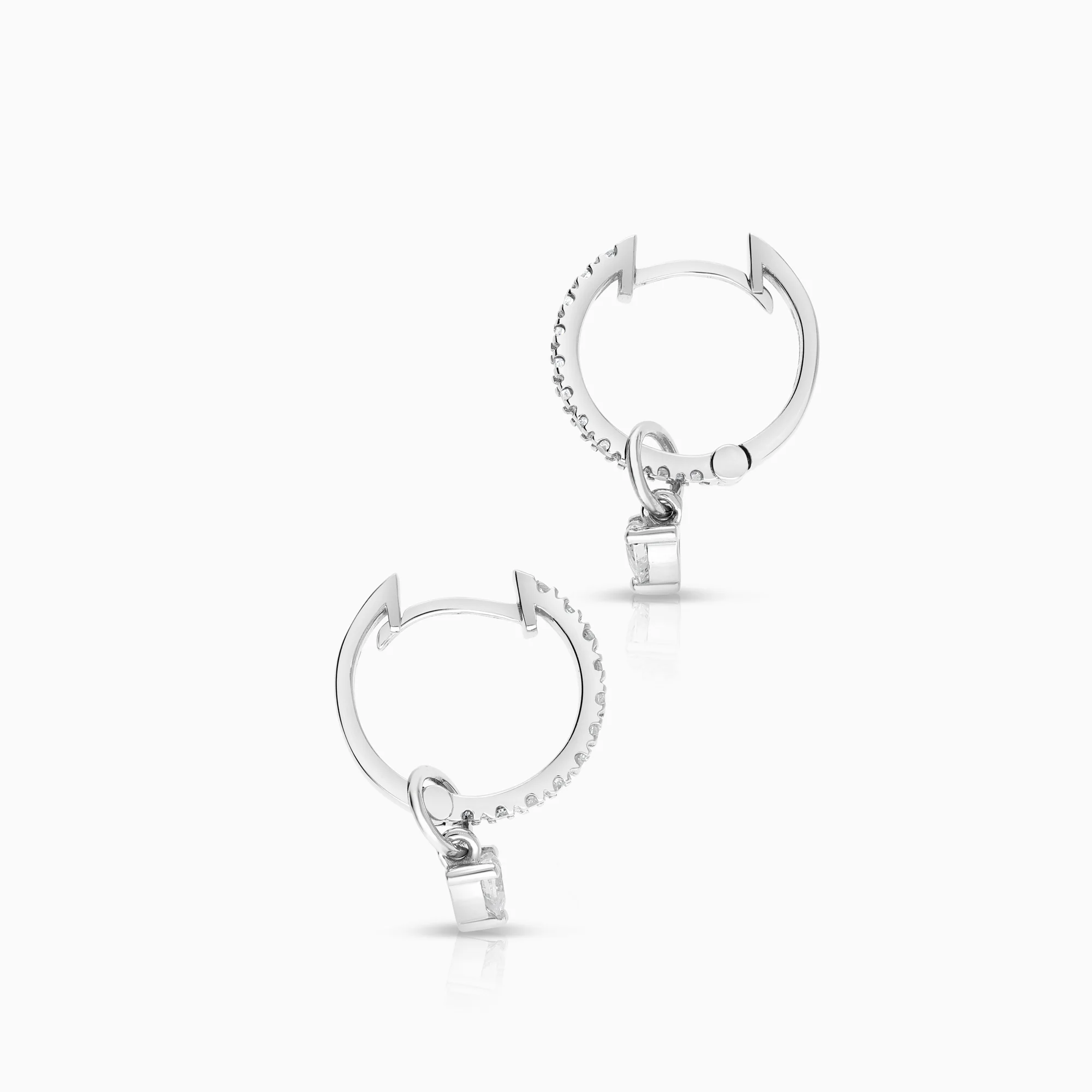 Hoop earrings with brilliant-cut diamonds and heart-shaped cubic zirconia 3.46g 14K white gold - Image 2
